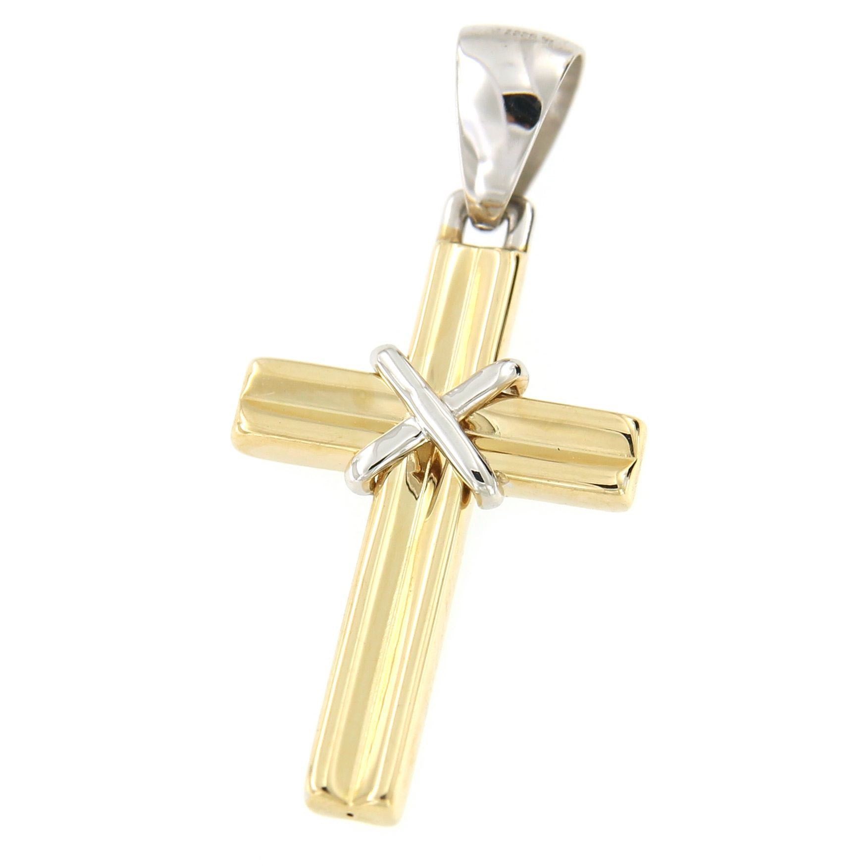 Cruz SULEIMAN en oro amarillo y detalle en blanco de 18 ktes - Roman Joyero
