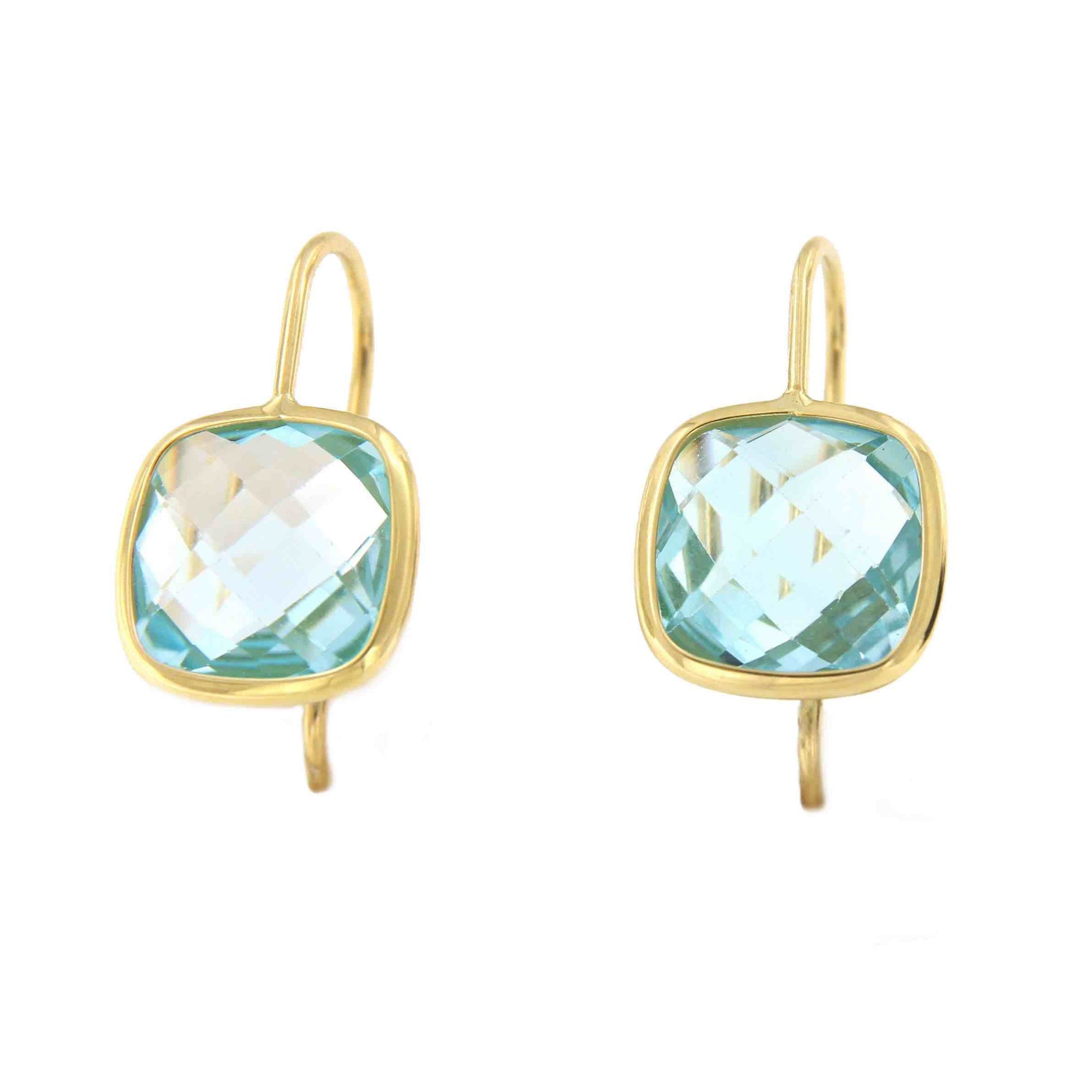 Pendiente SEZIN en oro amarillo de 18 ktes con topacio azul - Roman Joyero