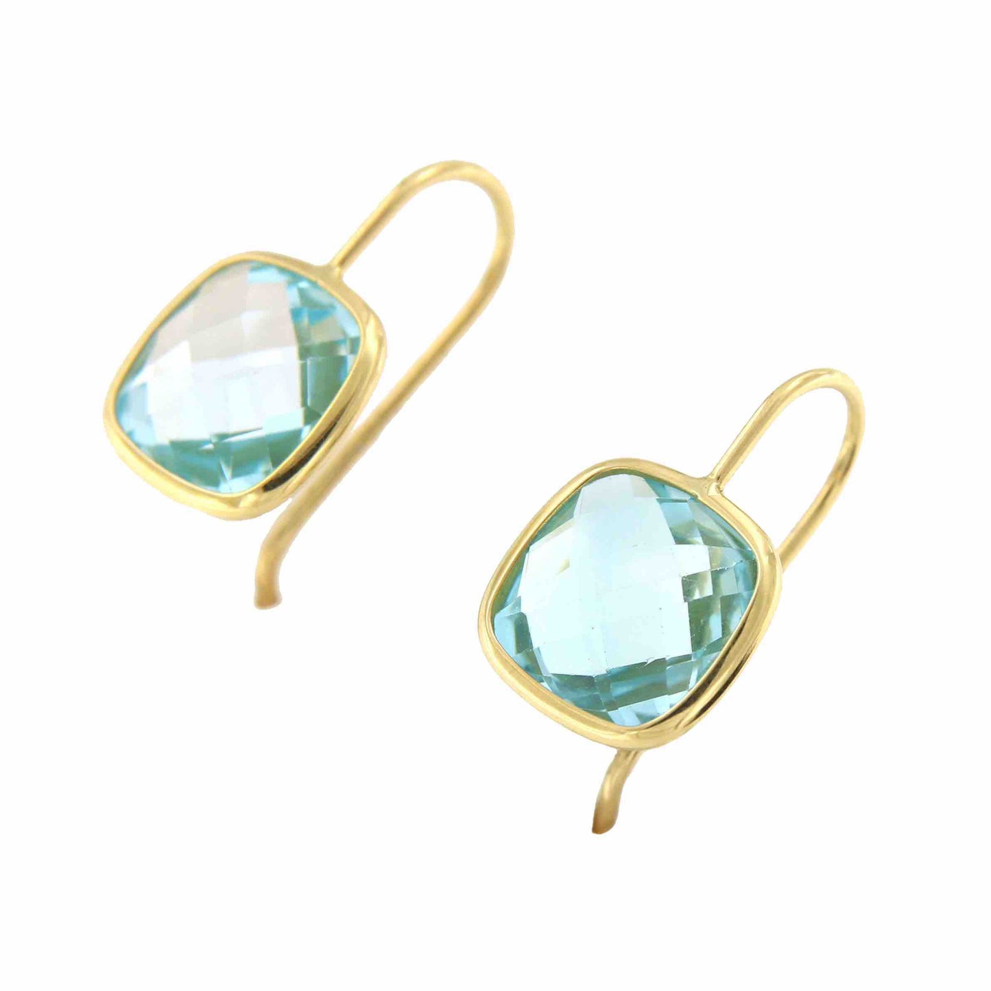 Pendiente SEZIN en oro amarillo de 18 ktes con topacio azul - Roman Joyero