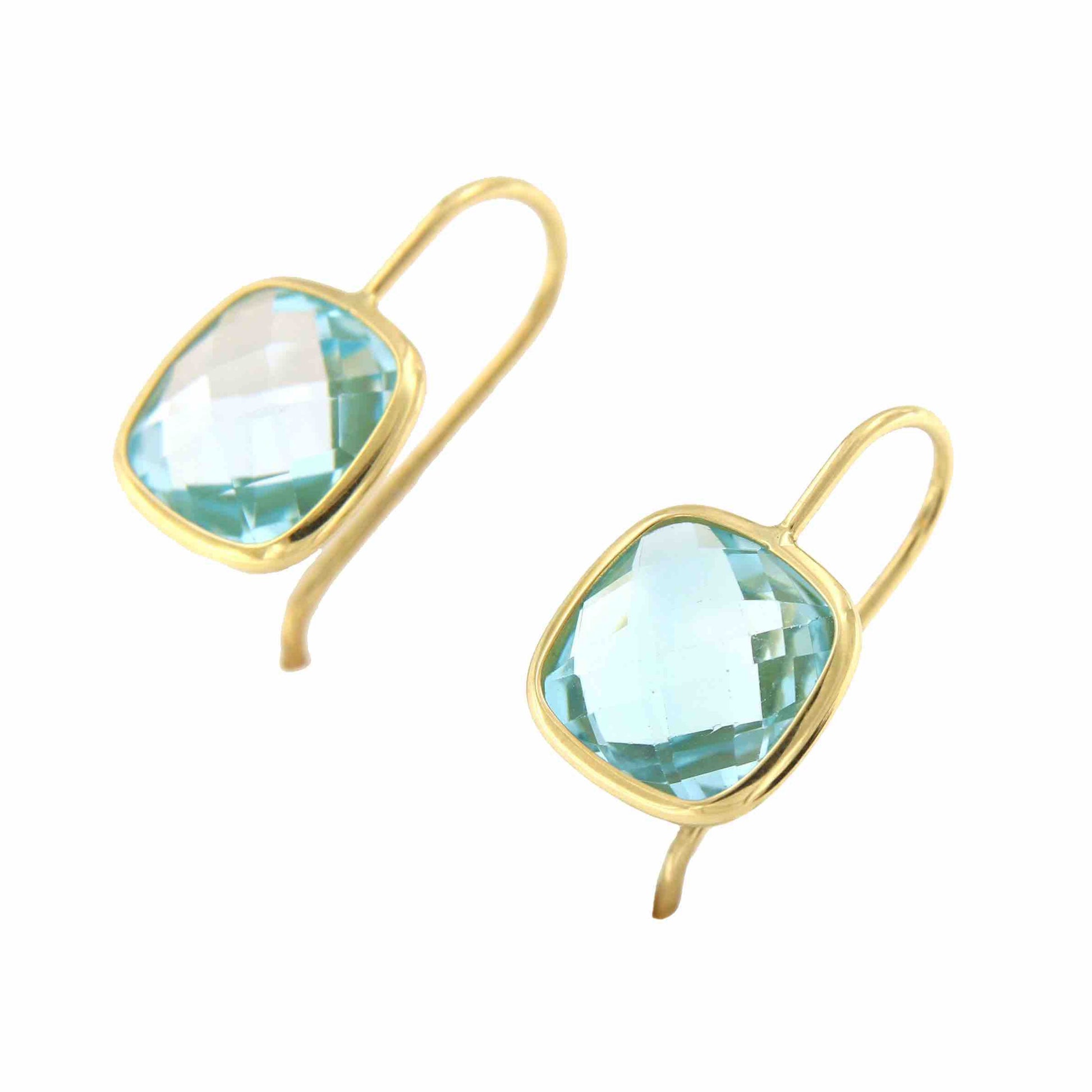 Pendiente SEZIN en oro amarillo de 18 ktes con topacio azul - Roman Joyero