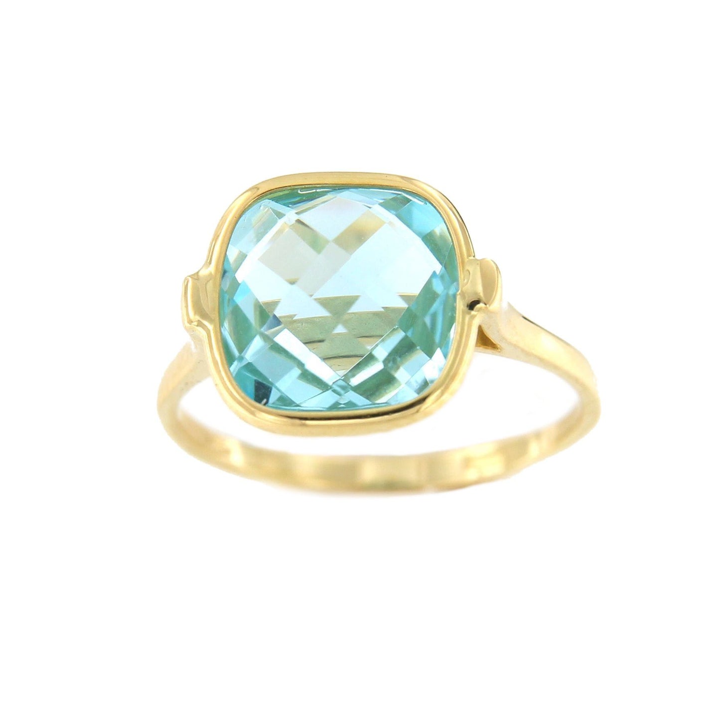 Sortija ADEME en oro amarillo de 18 ktes con topacio azul - Roman Joyero