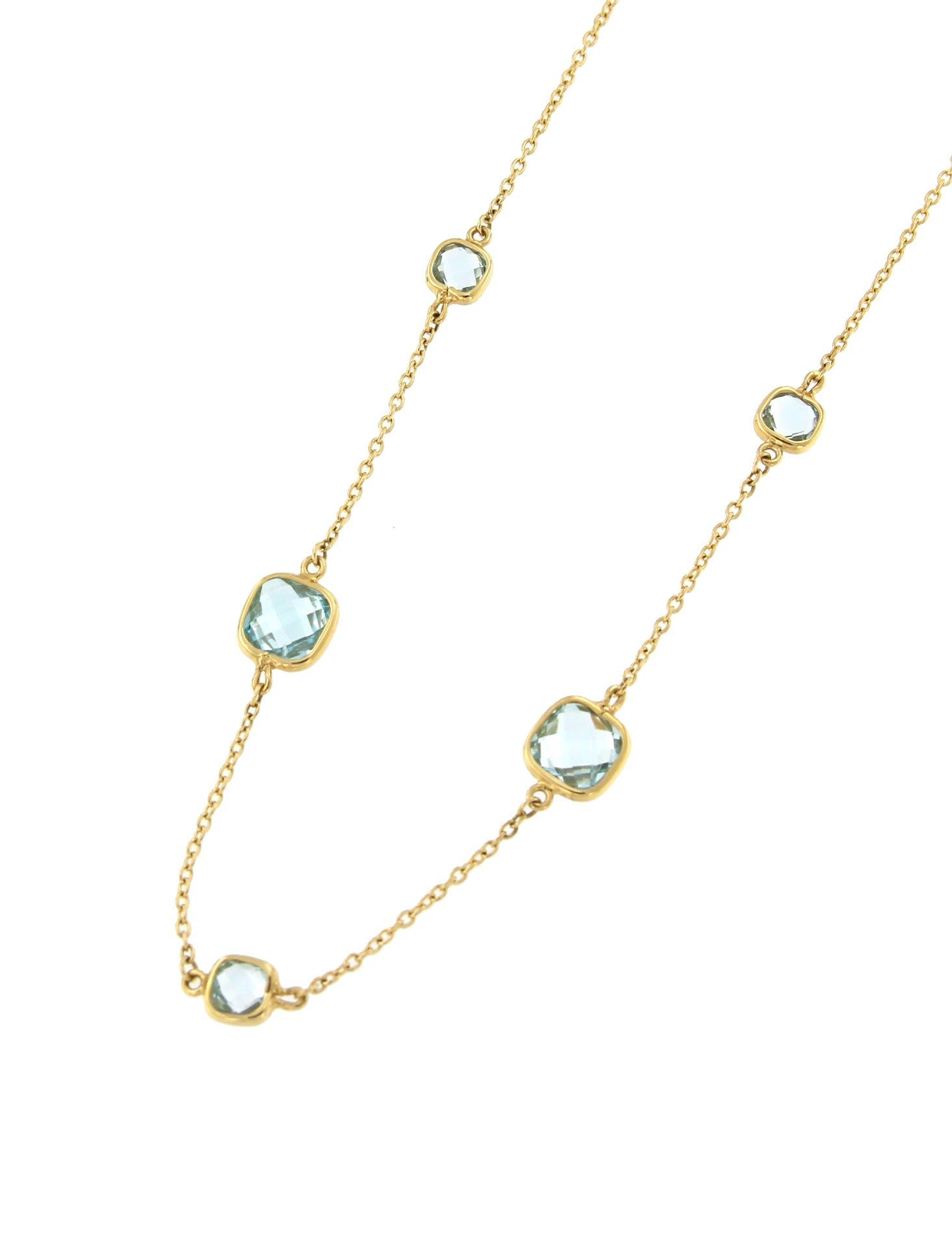 Gargantilla NEVIN oro amarillo de 18 ktes con topacios azules - Roman Joyero