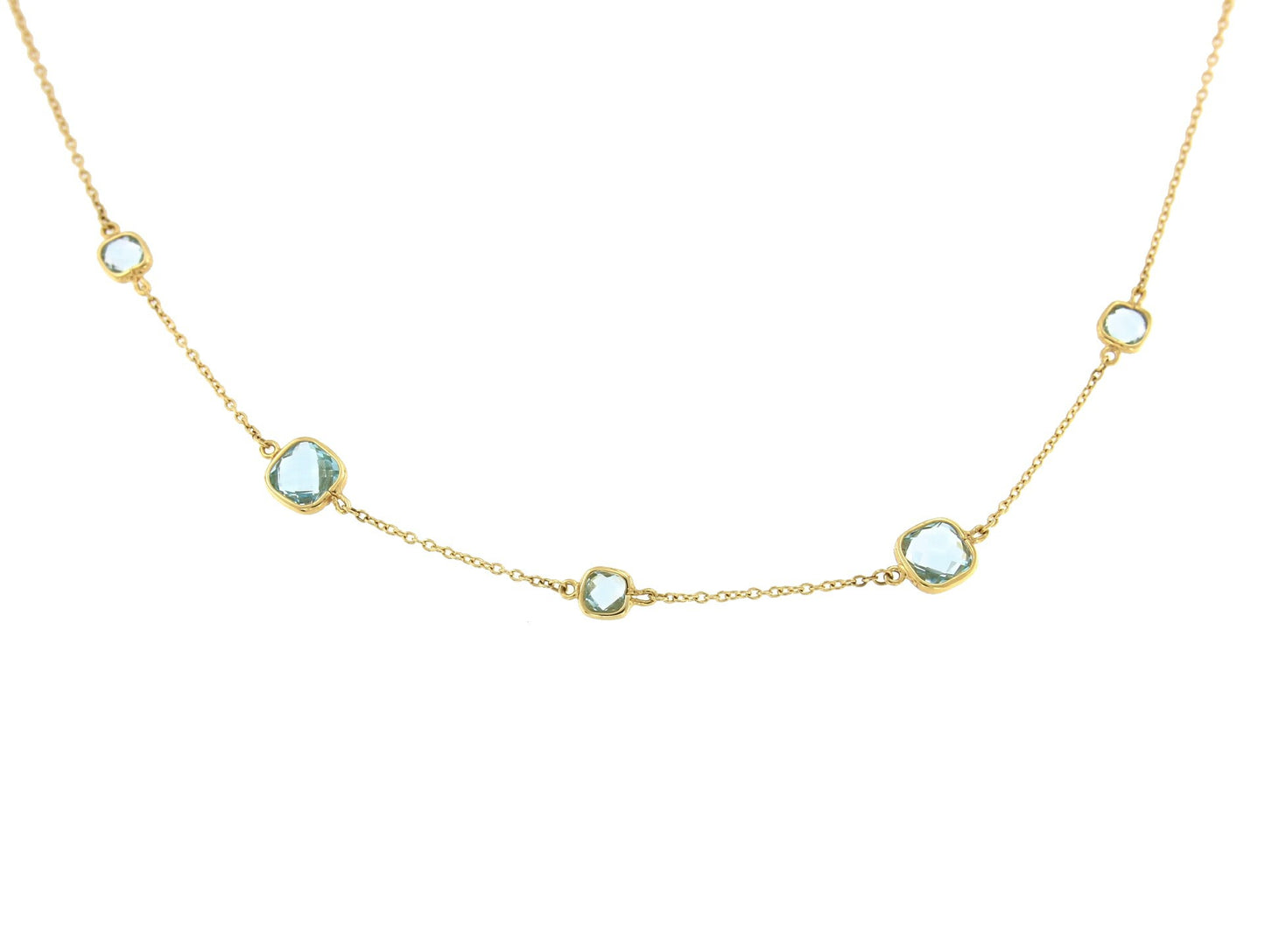 Gargantilla NEVIN oro amarillo de 18 ktes con topacios azules - Roman Joyero