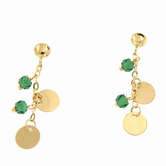 Pendientes de chapas KADIR en oro 18 ktes y cuarzos verdes - Roman Joyero