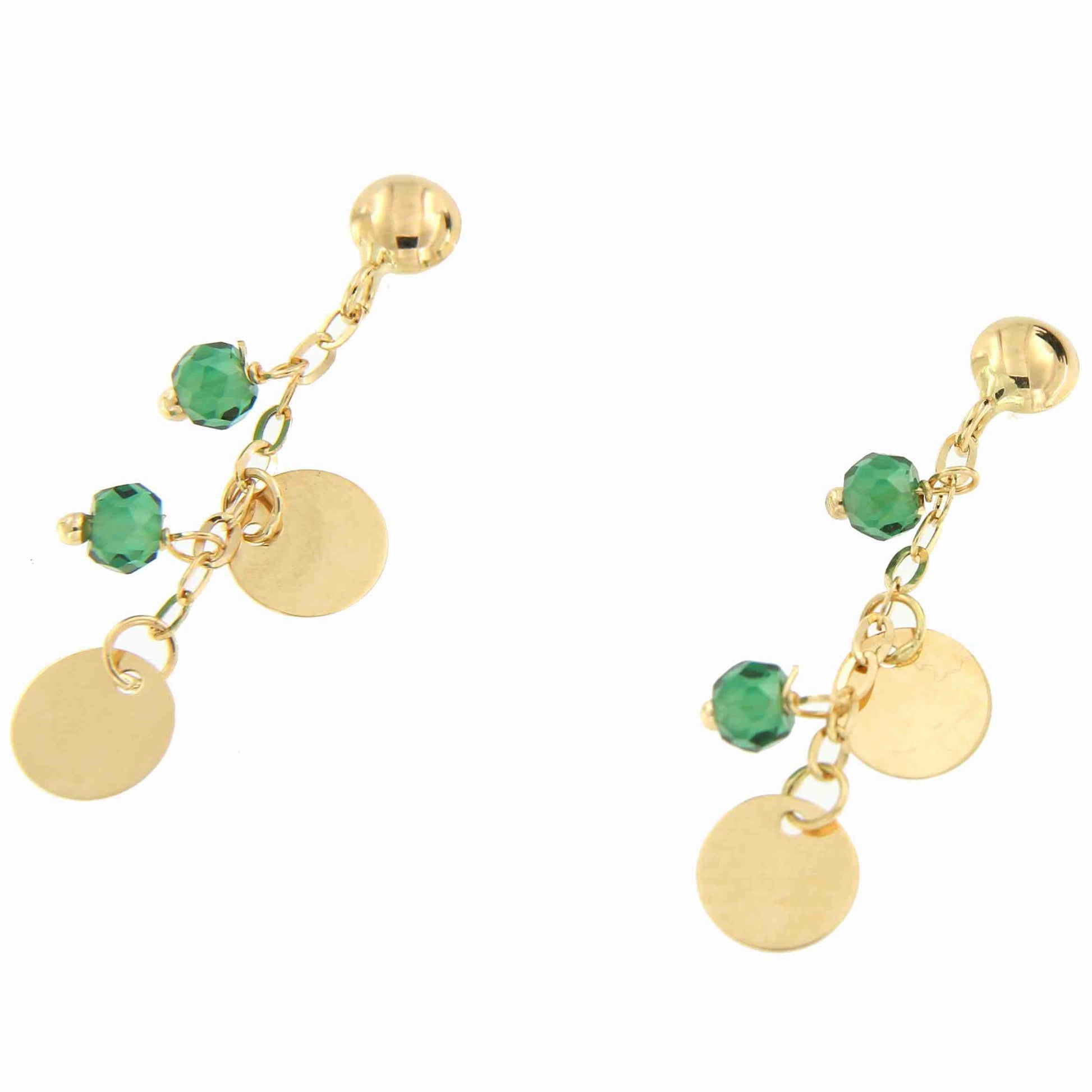 Pendientes de chapas KADIR en oro 18 ktes y cuarzos verdes - Roman Joyero