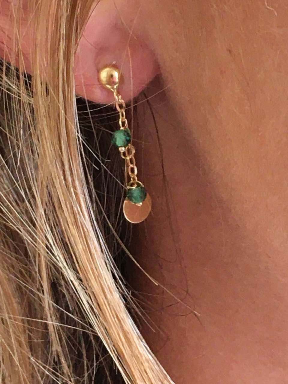 Pendientes de chapas KADIR en oro 18 ktes y cuarzos verdes - Roman Joyero