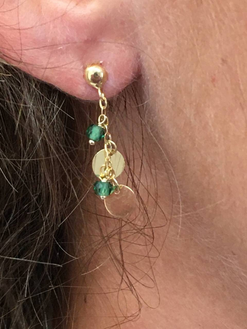 Pendientes de chapas KADIR en oro 18 ktes y cuarzos verdes - Roman Joyero