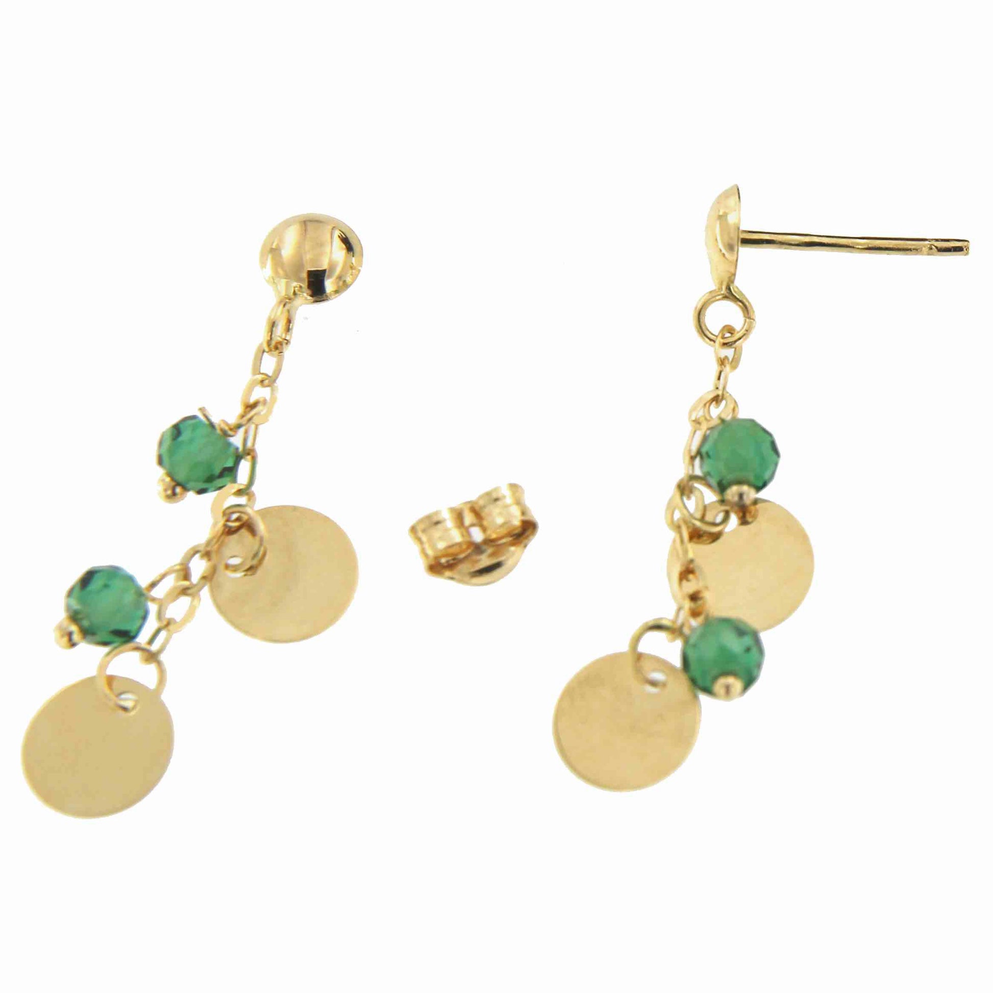 Pendientes de chapas KADIR en oro 18 ktes y cuarzos verdes - Roman Joyero