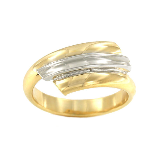 Anillo ligero AYFER en oro amarillo de 18 kilates y blanco - Roman Joyero