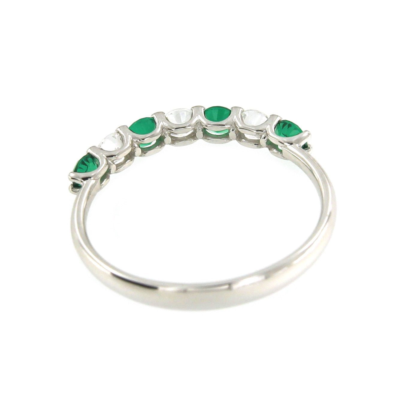 Anillo alianza ALTAN oro blanco circonitas y cuarzos verdes.
