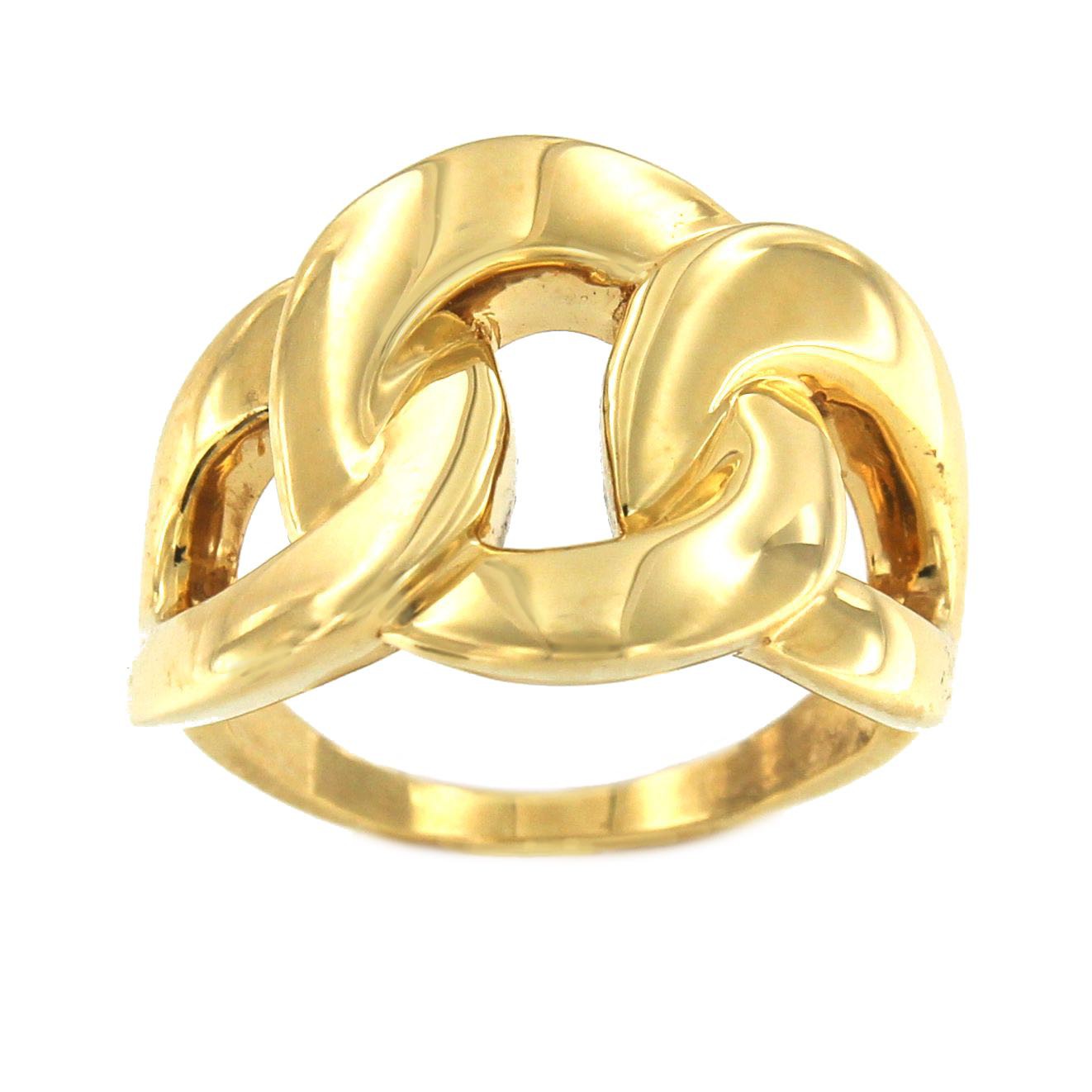 Anillo NAZAN eslabones barbados en oro amarillo de 18 ktes - Roman Joyero