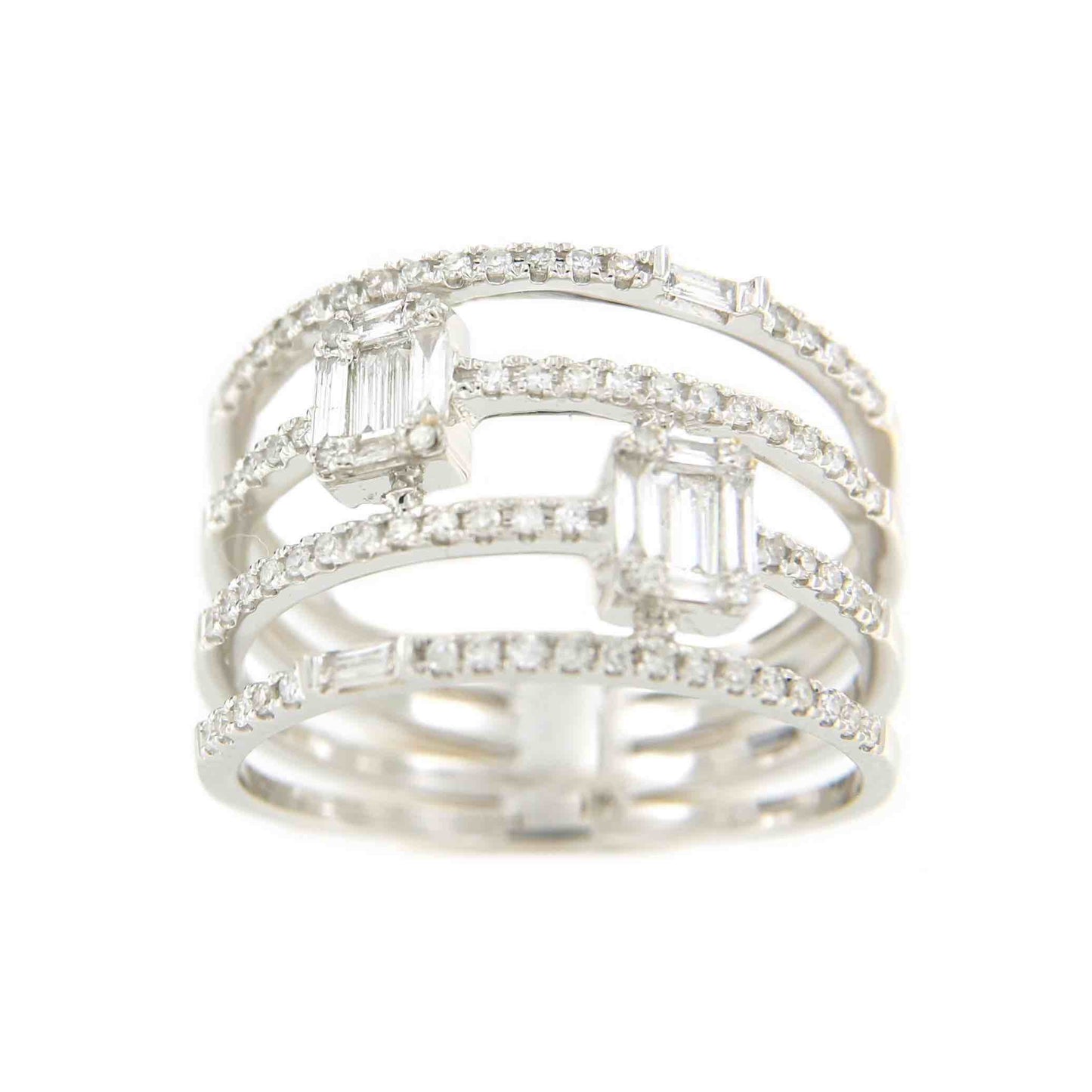 Anillo MIRAN en oro blanco 18 ktes brillantes y baguettes - Roman Joyero