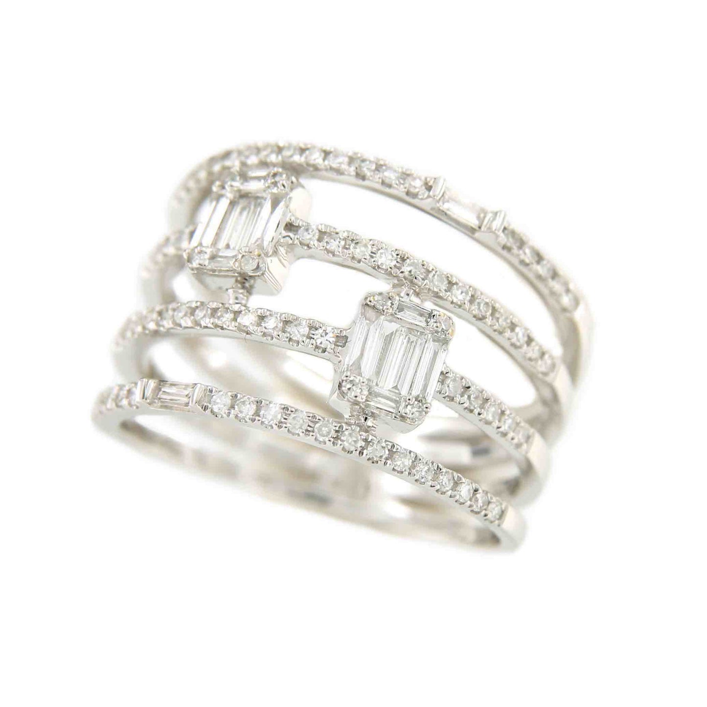 Anillo MIRAN en oro blanco 18 ktes brillantes y baguettes - Roman Joyero