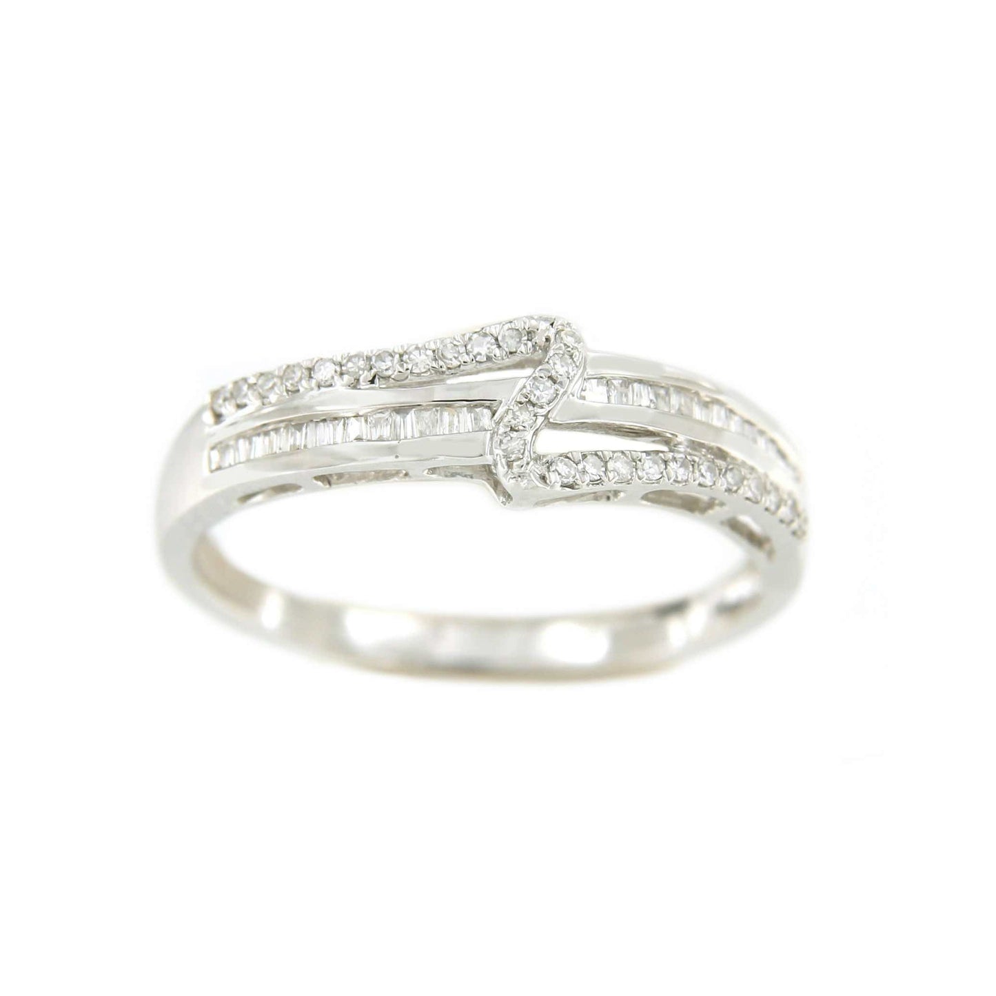 Anillo ATLAS en oro blanco de 18 kts con brillantes y baguettes - Roman Joyero