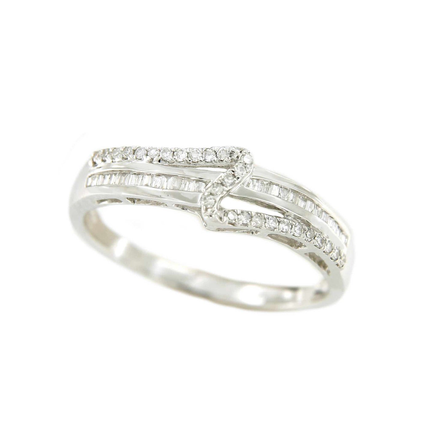 Anillo ATLAS en oro blanco de 18 kts con brillantes y baguettes - Roman Joyero