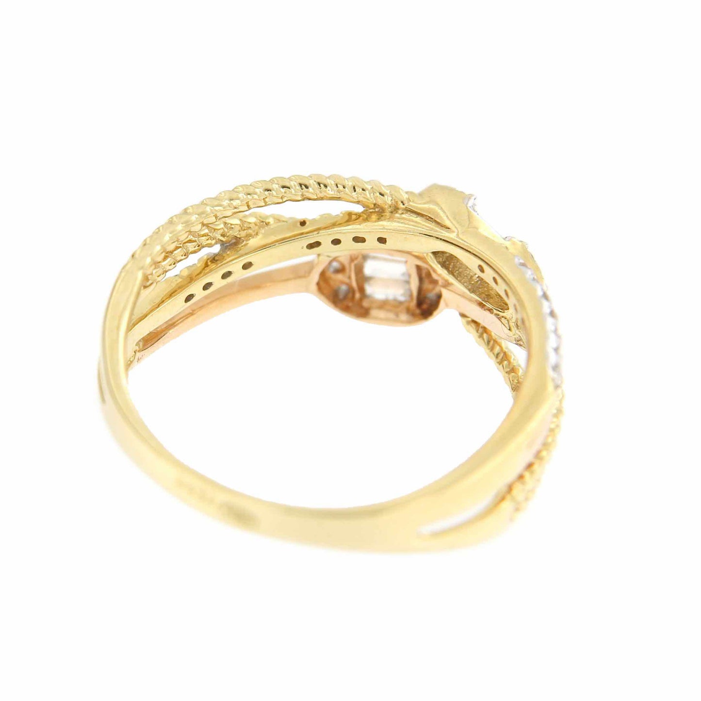 Anillo MESUT alianzas en oro de 3 colores con brillantes y baguettes - Roman Joyero