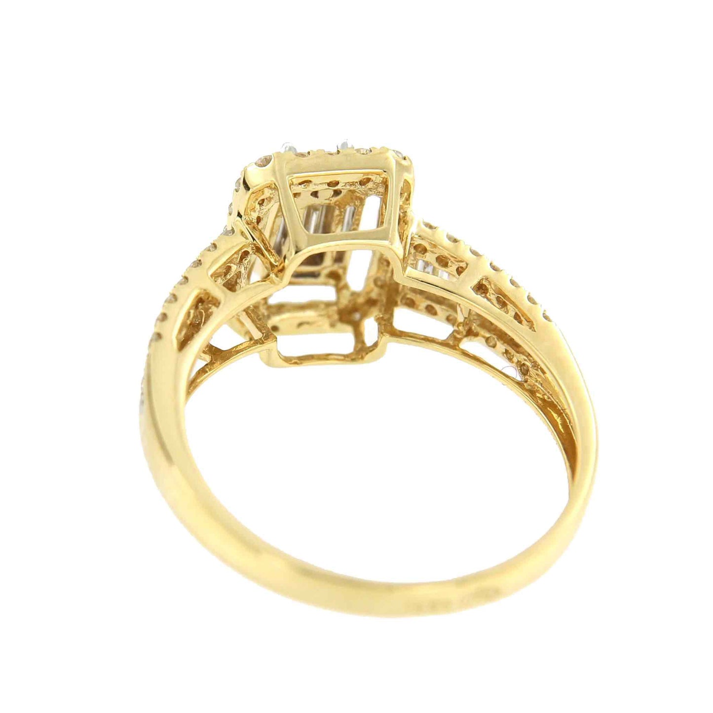 Anillo OZLEN oro amarillo 18 kts con brillantes y baguettes - Roman Joyero