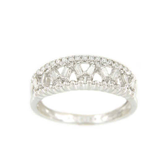 Anillo KERIM en oro blanco de 18 kts con brillantes y taipes - Roman Joyero