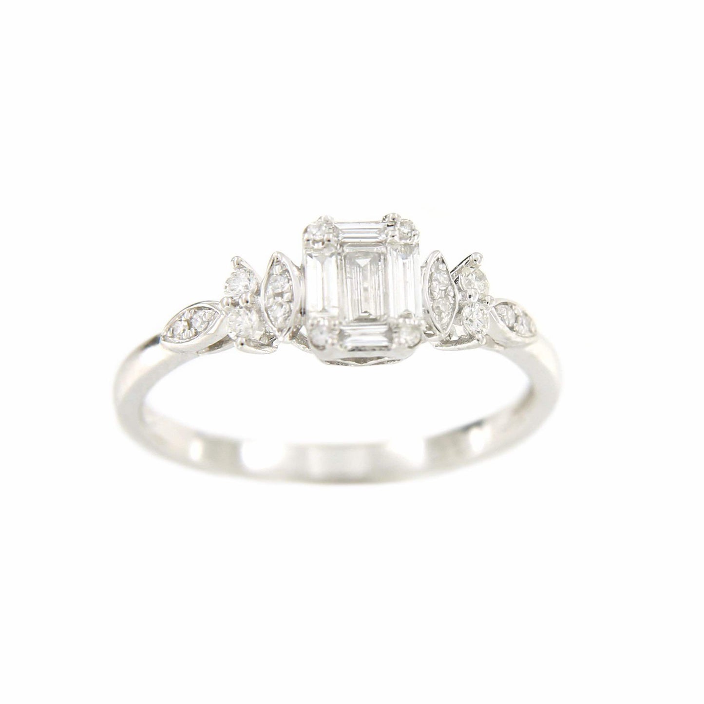 Anillo METIN en oro blanco de 18 kts con brillantes y baguettes - Roman Joyero