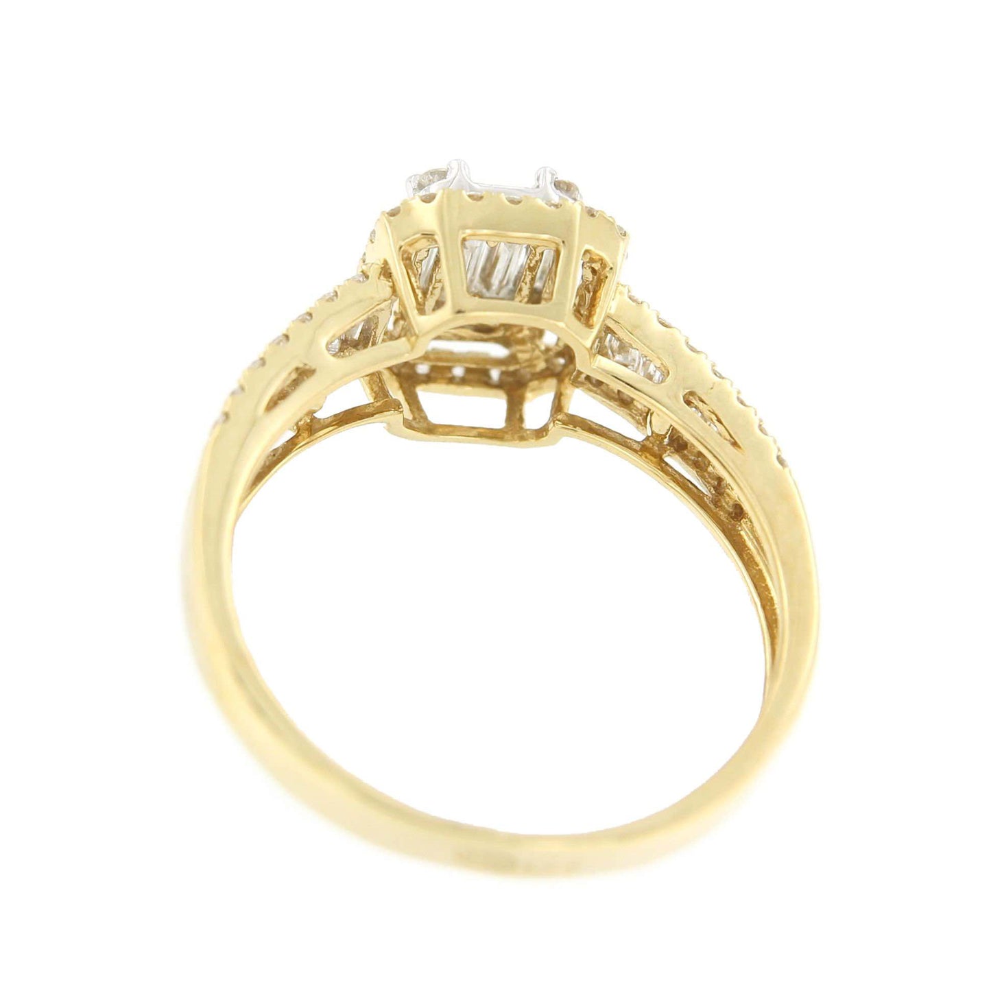 Anillo ENVER oro amarillo 18 kts con brillantes y baguettes - Roman Joyero