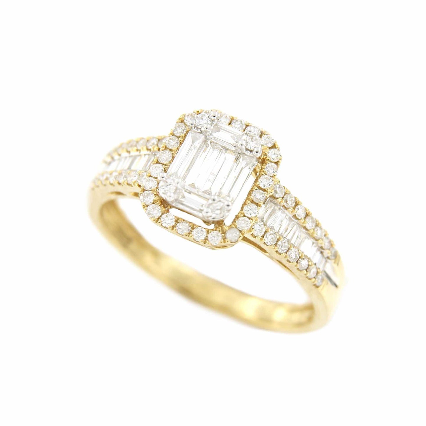 Anillo ENVER oro amarillo 18 kts con brillantes y baguettes - Roman Joyero