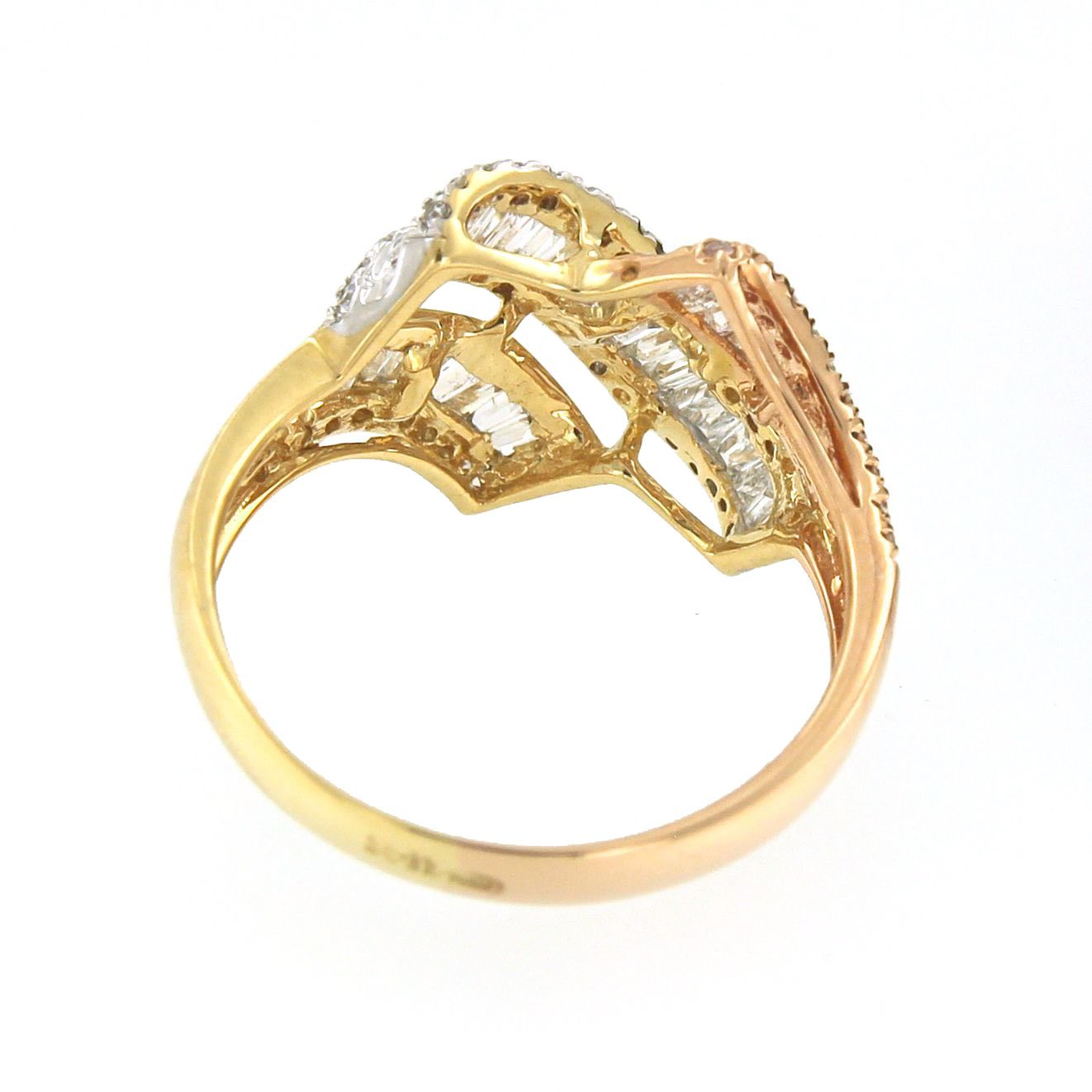 Anillo NUR 3 colores de oro con brillantes y taipes en galería - Roman Joyero