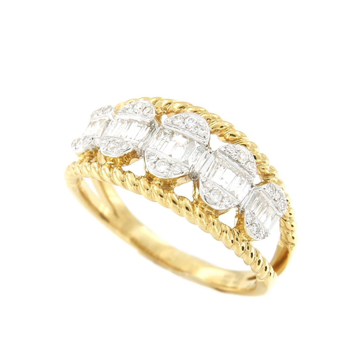Anillo VEDA en oro amarillo de 18 kts brillantes y baguettes - Roman Joyero