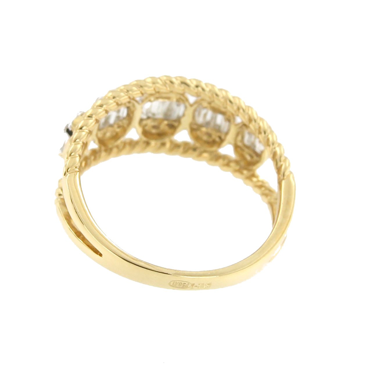 Anillo VEDA en oro amarillo de 18 kts brillantes y baguettes - Roman Joyero