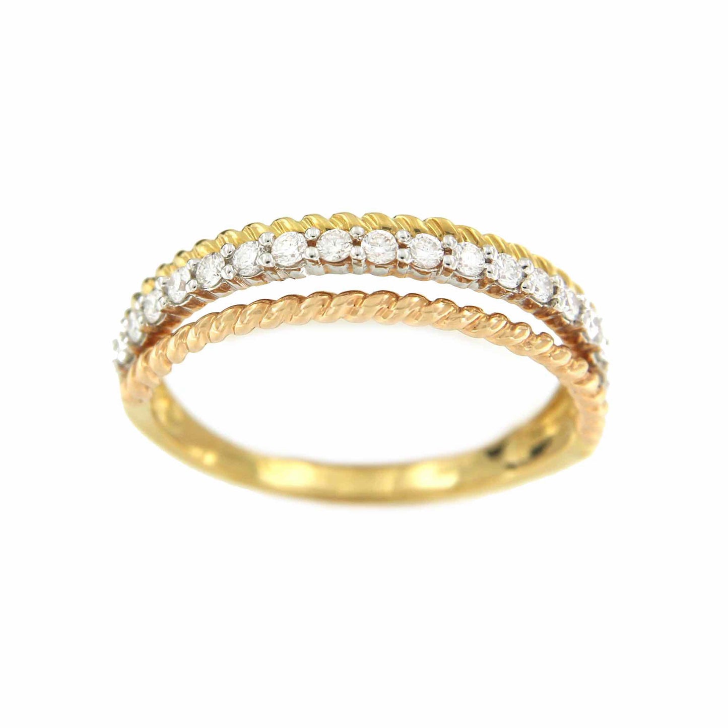 Anillo EMIR alianzas oro de 3 colores de 18 ktes con brillantes - Roman Joyero