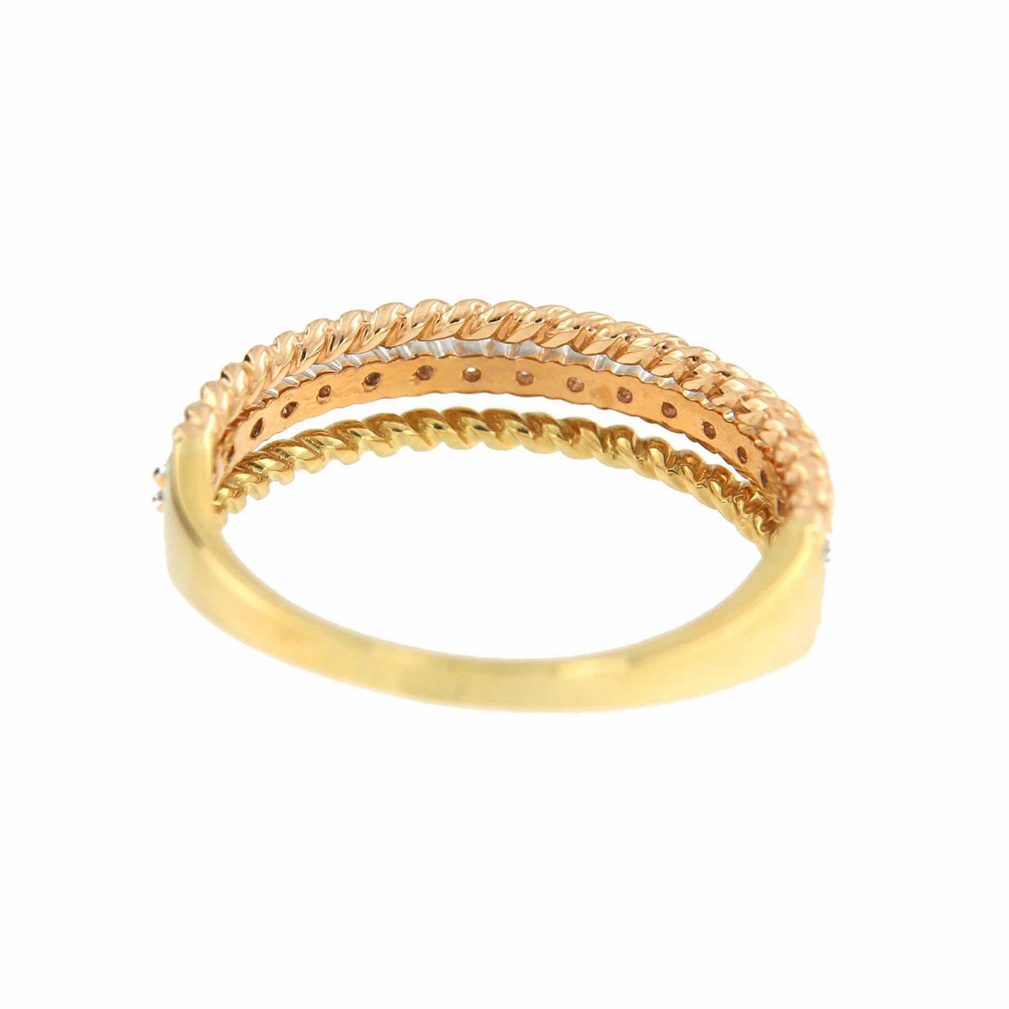 Anillo EMIR alianzas oro de 3 colores de 18 ktes con brillantes - Roman Joyero