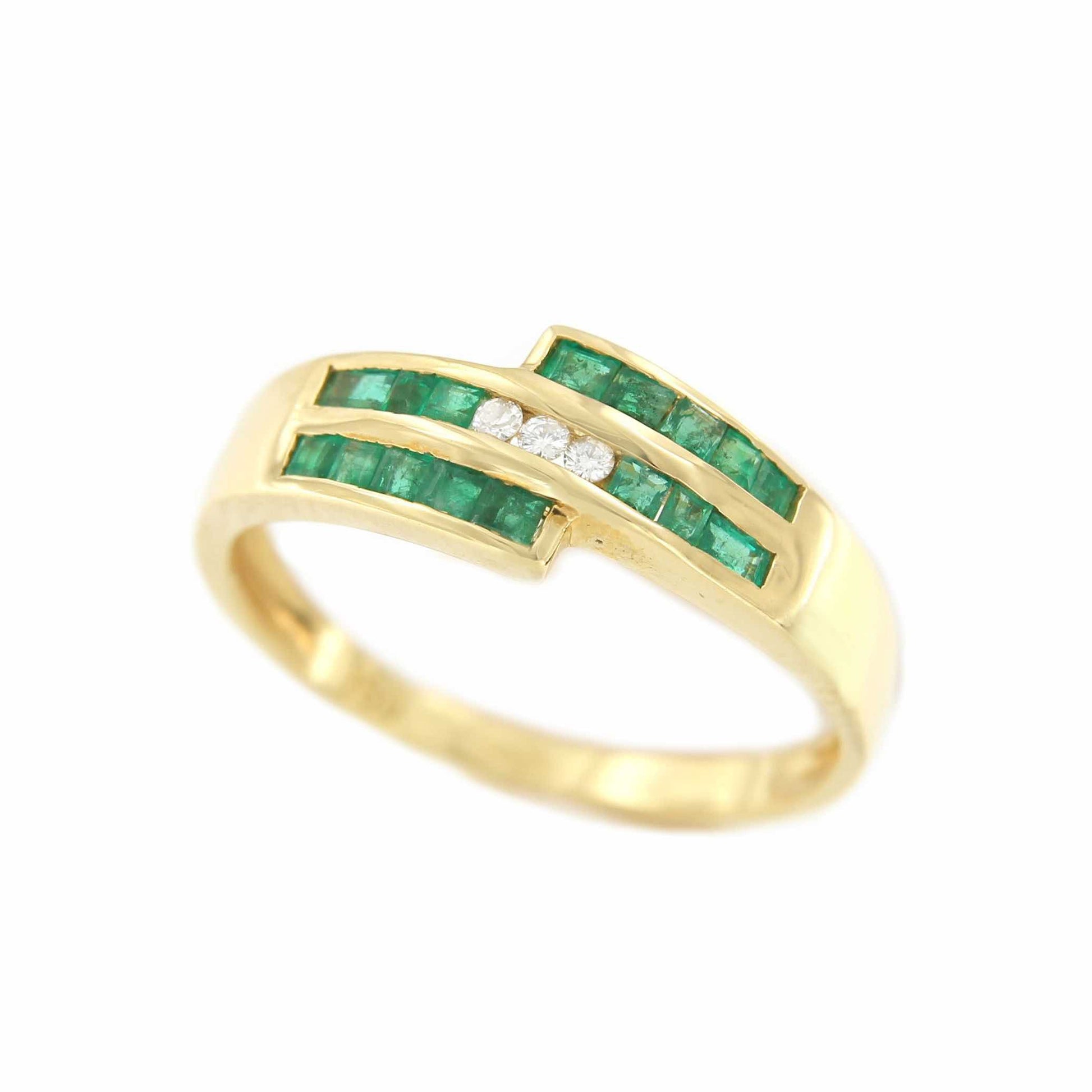 Anillo TARIK oro amarillo de 18 kts brillantes y rubíes