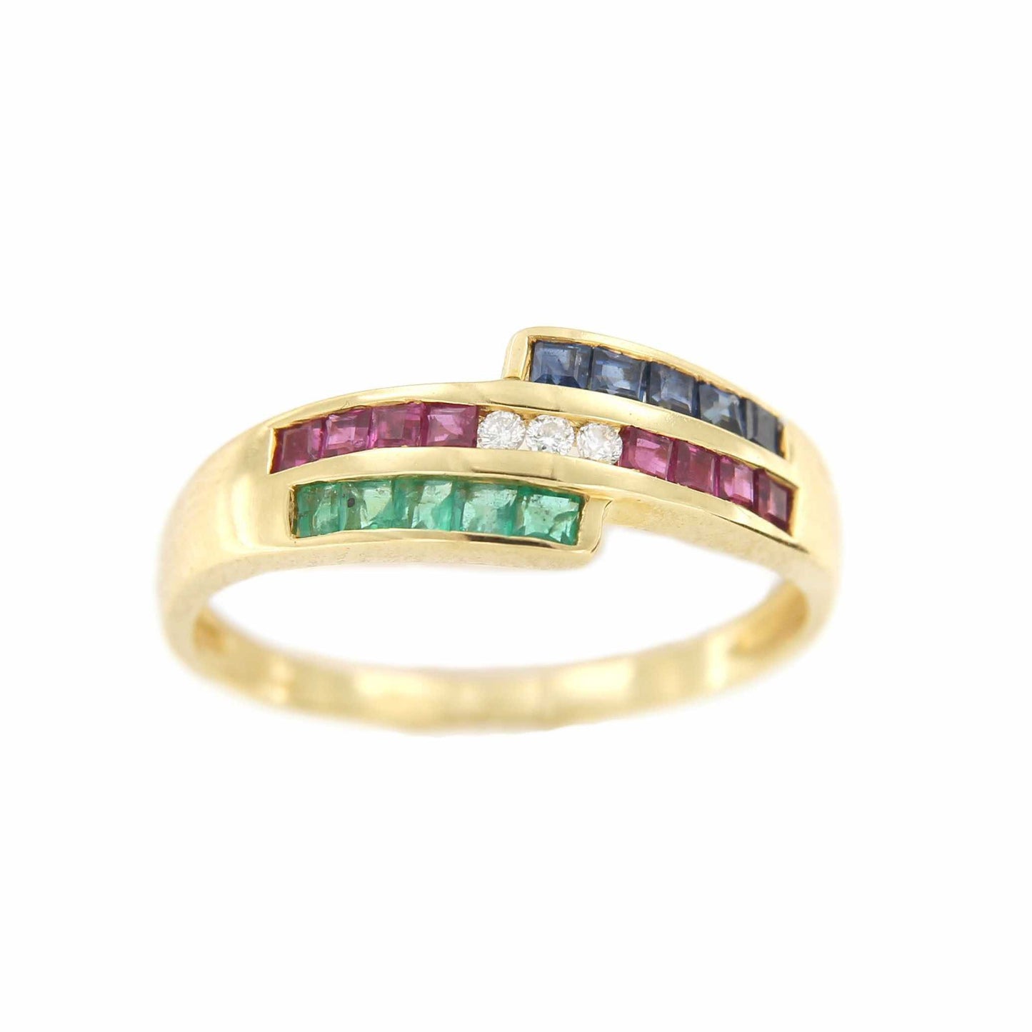 Anillo TARIK oro amarillo de 18 kts brillantes y rubíes