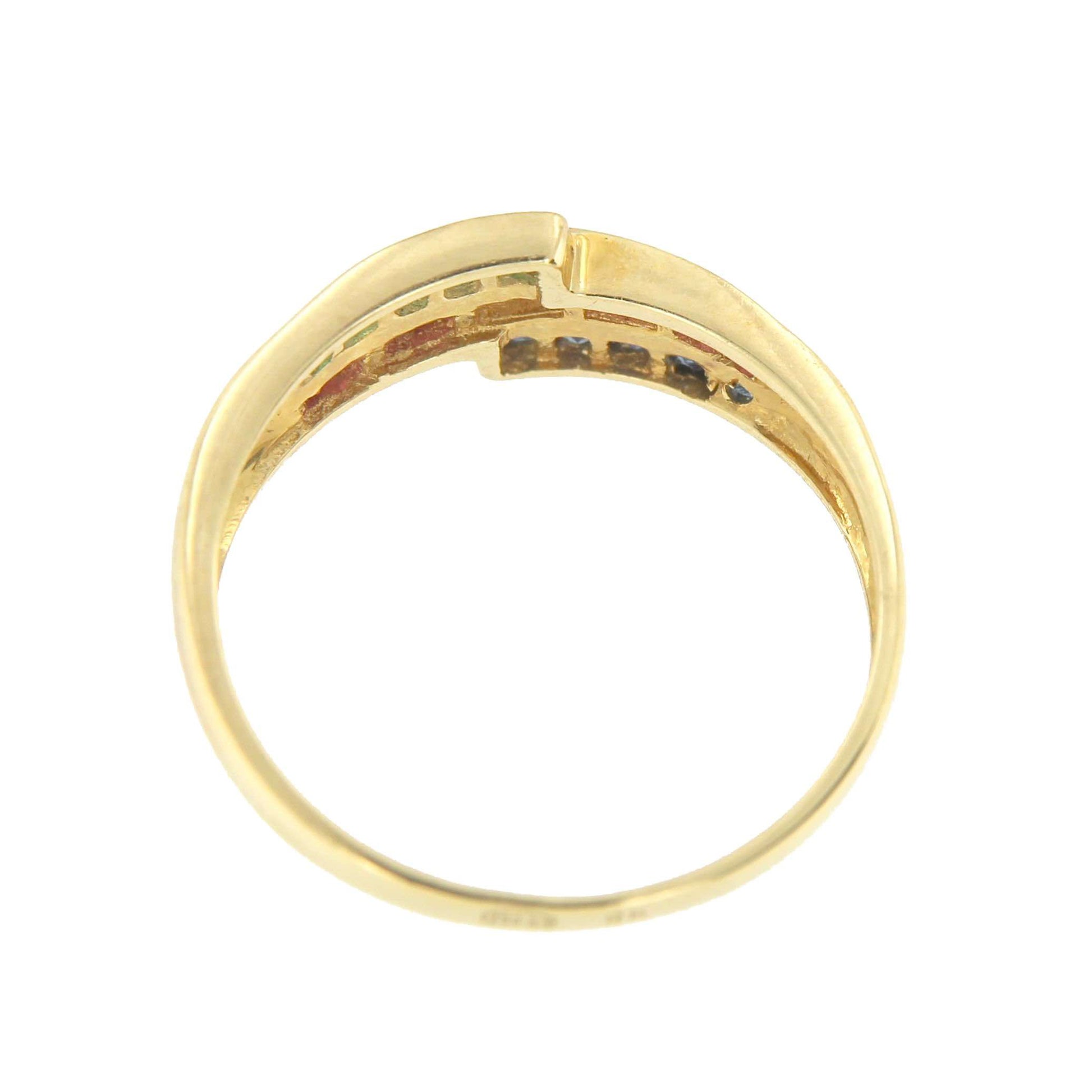 Anillo TARIK oro amarillo de 18 kts brillantes y rubíes