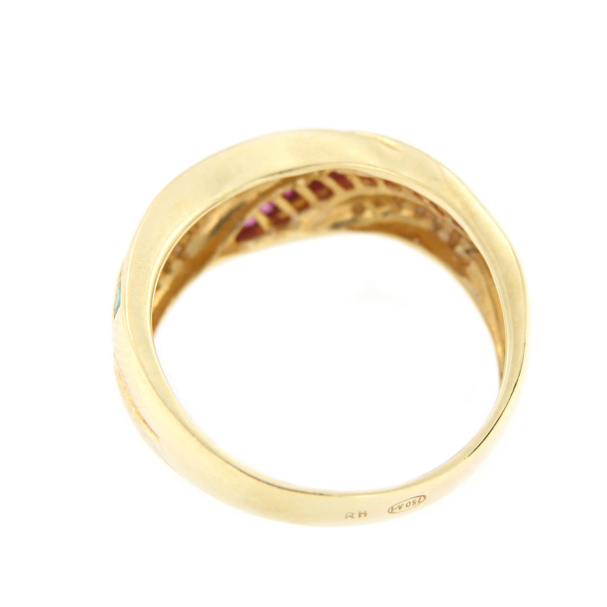 ALYA anillo oro amarillo de 18 kts brillantes y rubíes