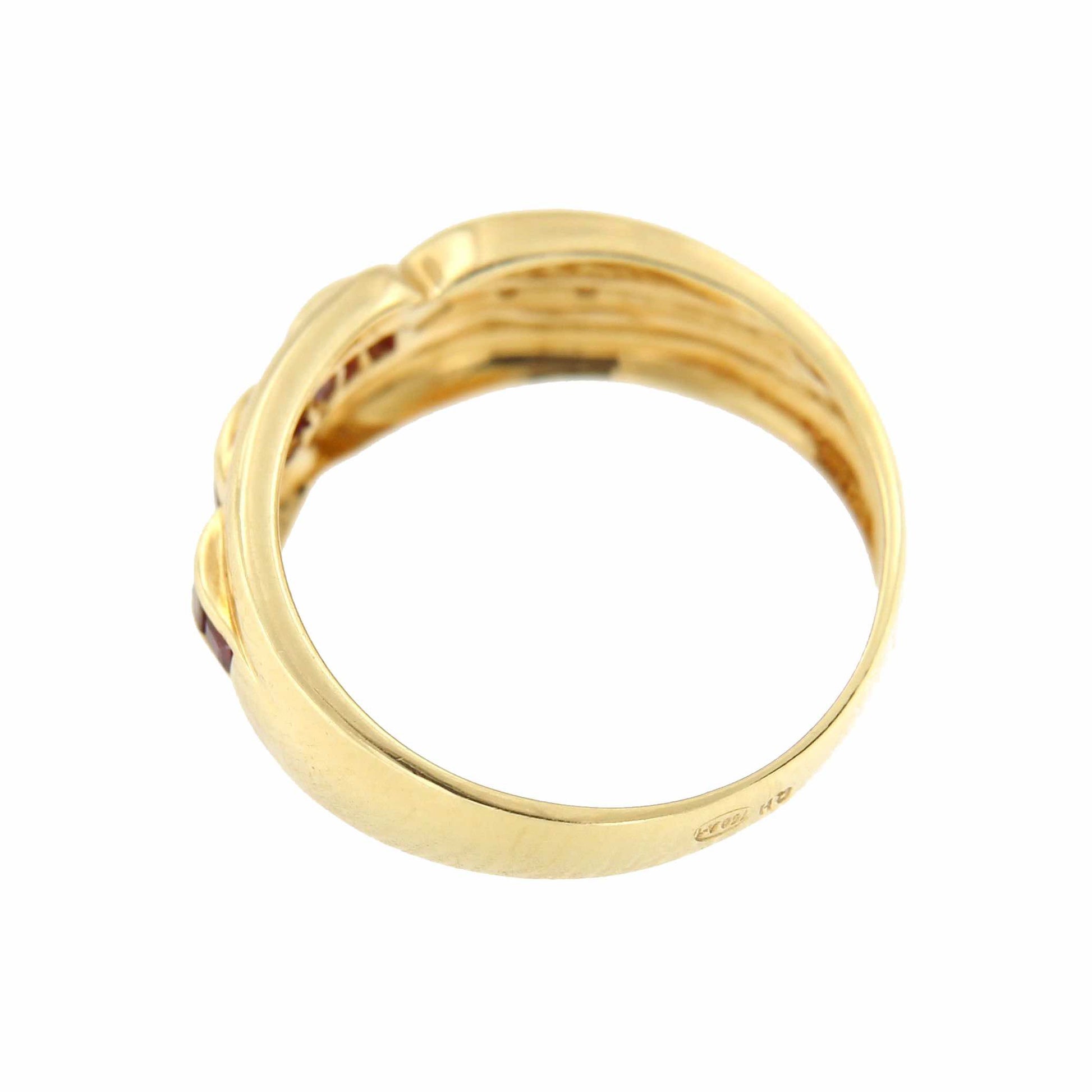 SUKRAN anillo oro amarillo de 18 kts brillantes y esmeraldas