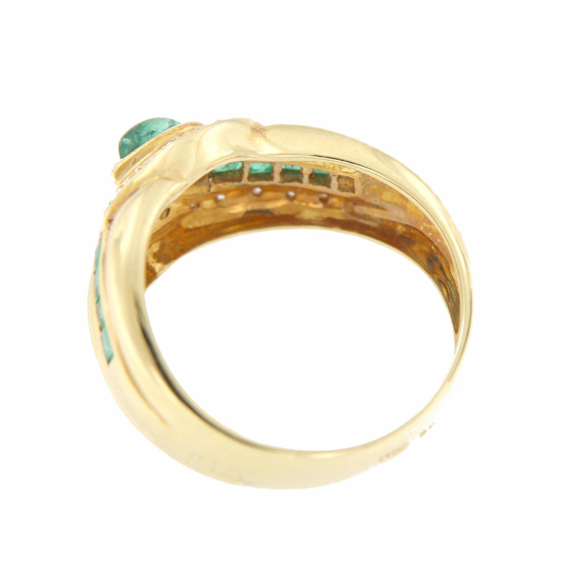 NAMIK anillo oro amarillo de 18 kts brillantes y esmeraldas