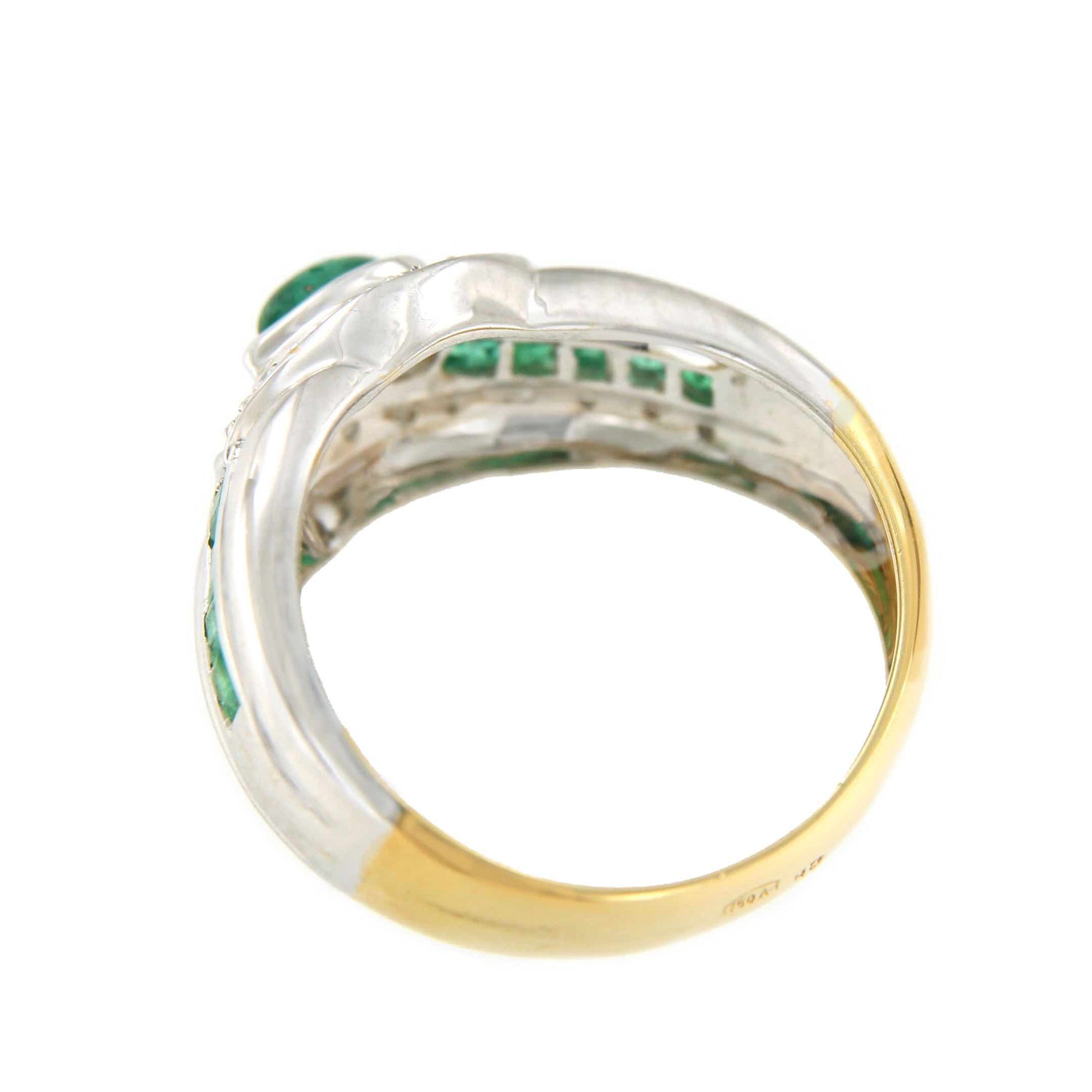 NAMIK anillo oro amarillo de 18 kts brillantes y esmeraldas