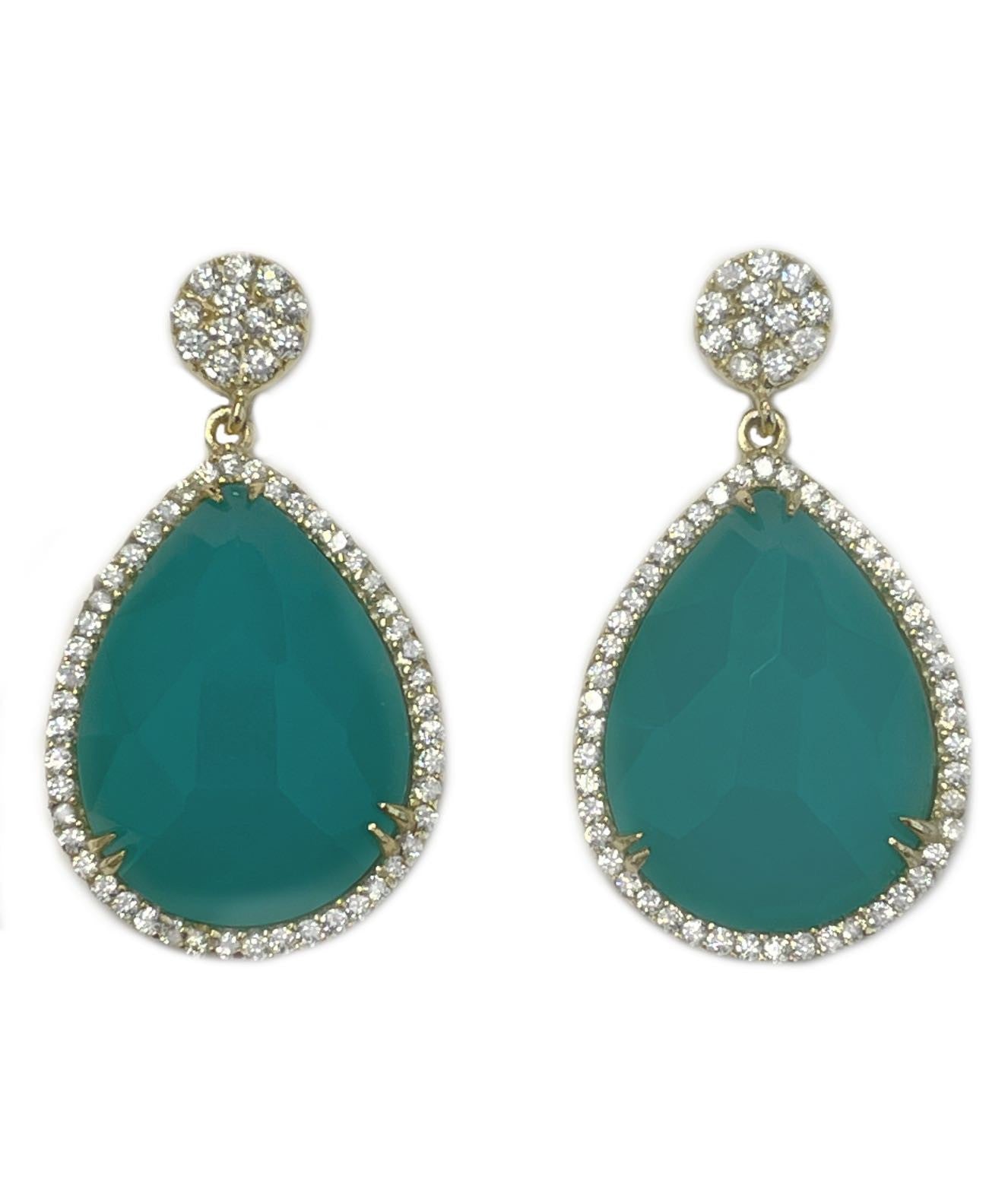 DEDALO, pendientes de plata con circonitas y amazonite - Roman Joyero