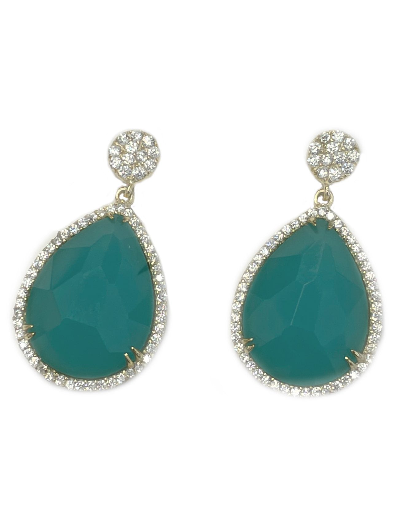 DEDALO, pendientes de plata con circonitas y amazonite - Roman Joyero