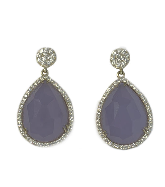 KALAMIS, pendientes de plata con circonitas y cuarzo violeta - Roman Joyero