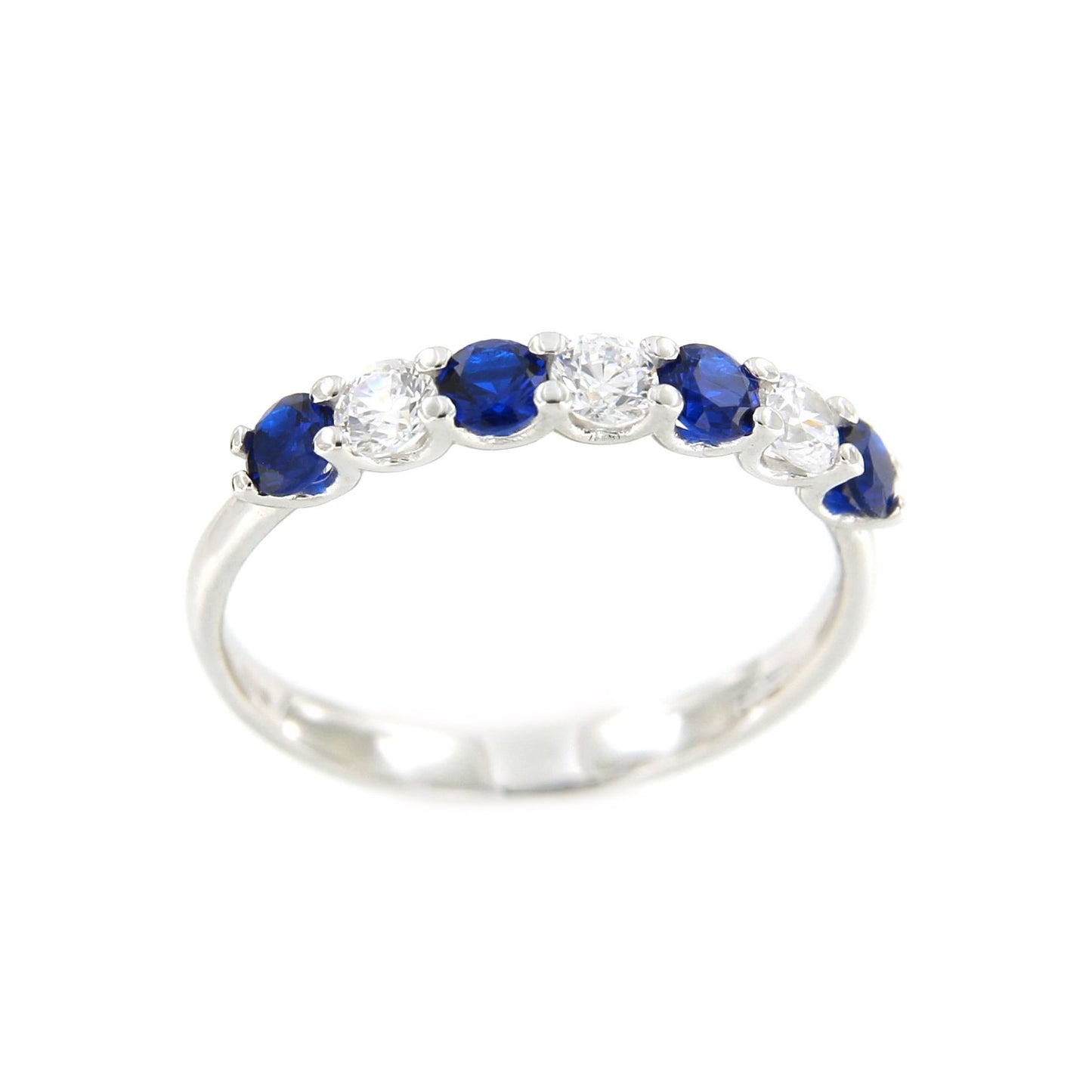 Anillo alianza ALTAN oro blanco circonitas y cuarzos verdes.