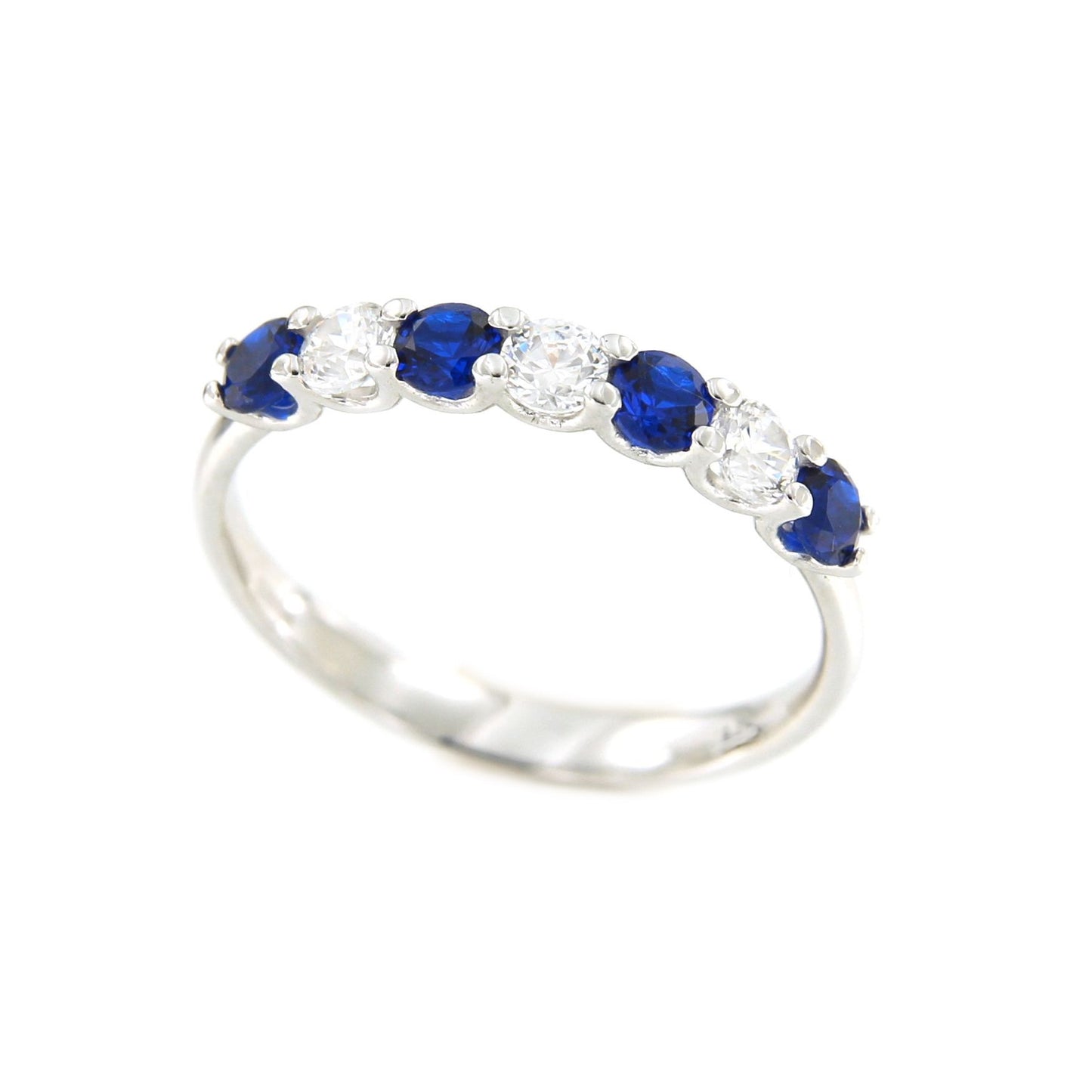 Anillo alianza ALTAN oro blanco circonitas y cuarzos verdes.