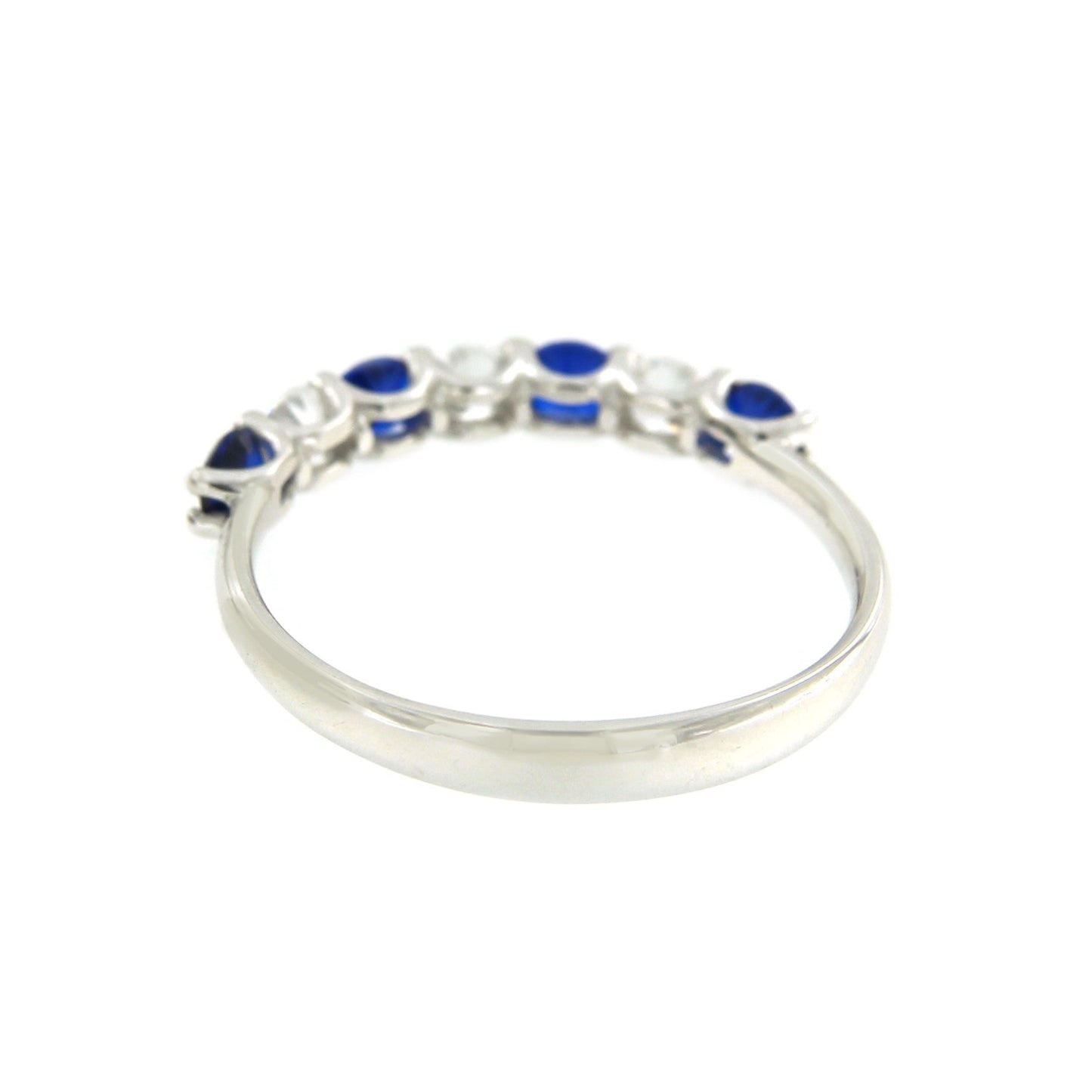 Anillo alianza ALTAN oro blanco circonitas y cuarzos verdes.