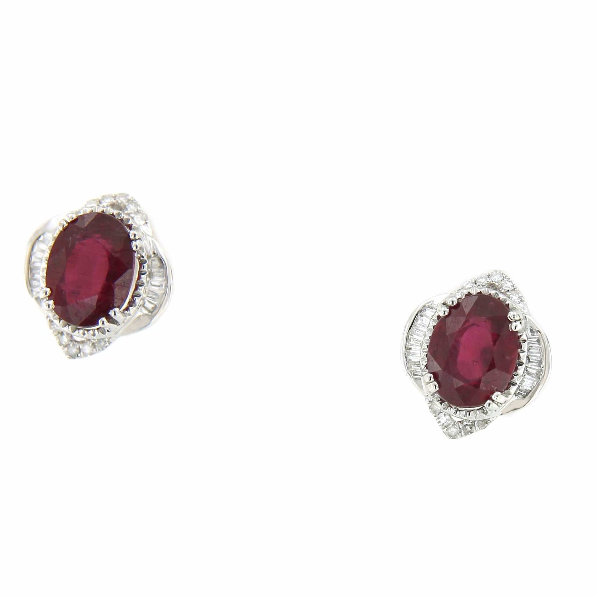 BALABAN pendientes Rubies en oro blanco baguettes y brillantes