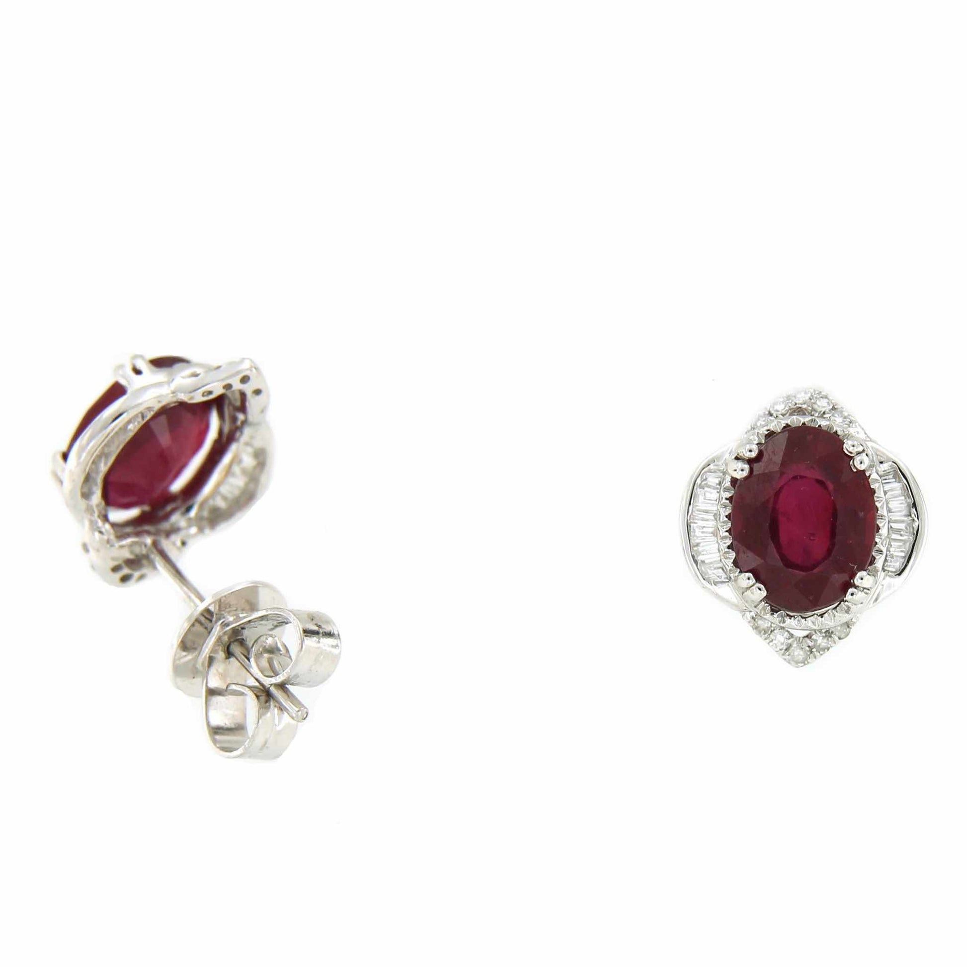 BALABAN pendientes Rubies en oro blanco baguettes y brillantes