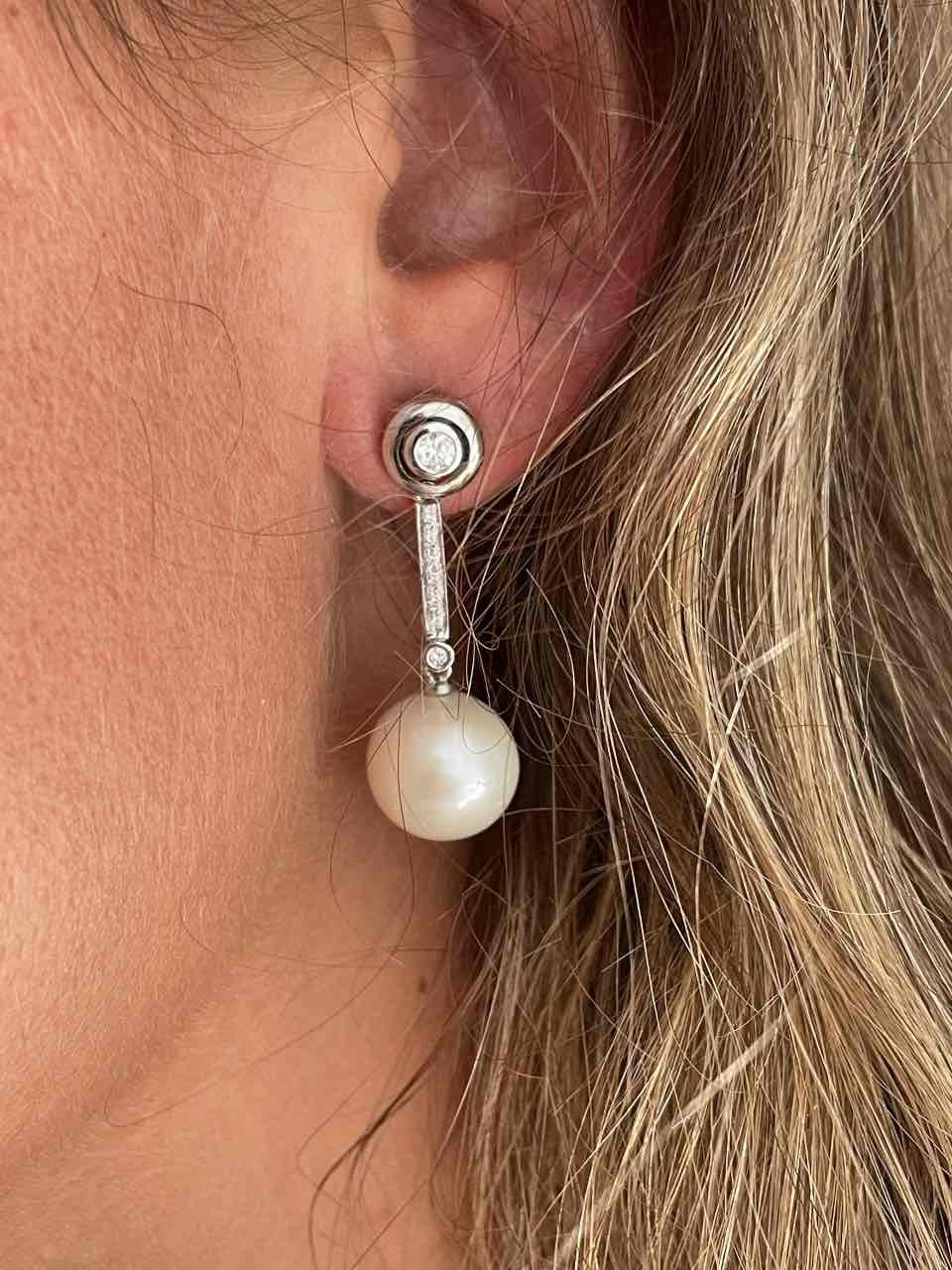 MOKKA pendiente de brillante desmontable con perla Indonesia