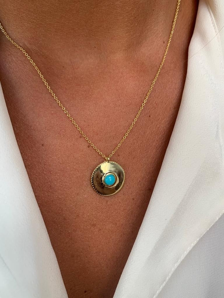 Gargantilla de plata ley con círculo y 3 piedras a elegir una - Roman Joyero