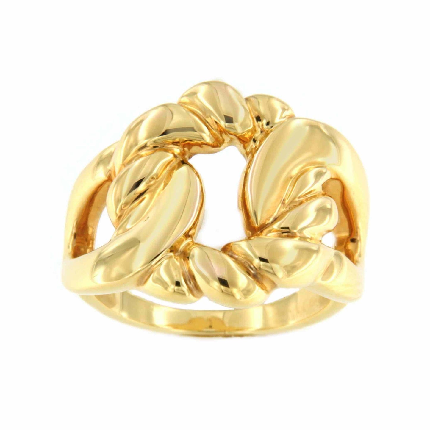 Anillo RECAY eslabón barbado en oro amarillo de 18 kilates - Roman Joyero