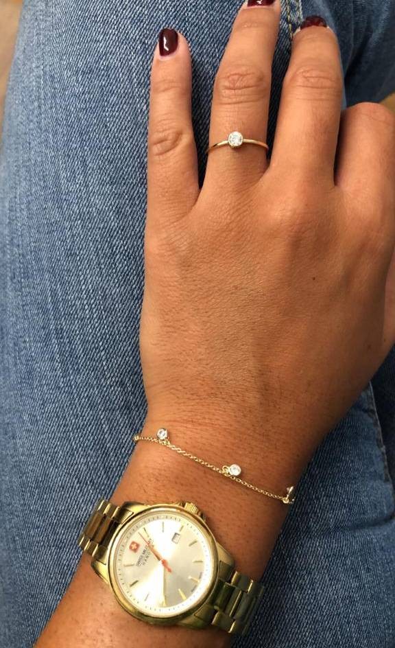 Anillo solitario de plata con circonita en talla brillante - Roman Joyero