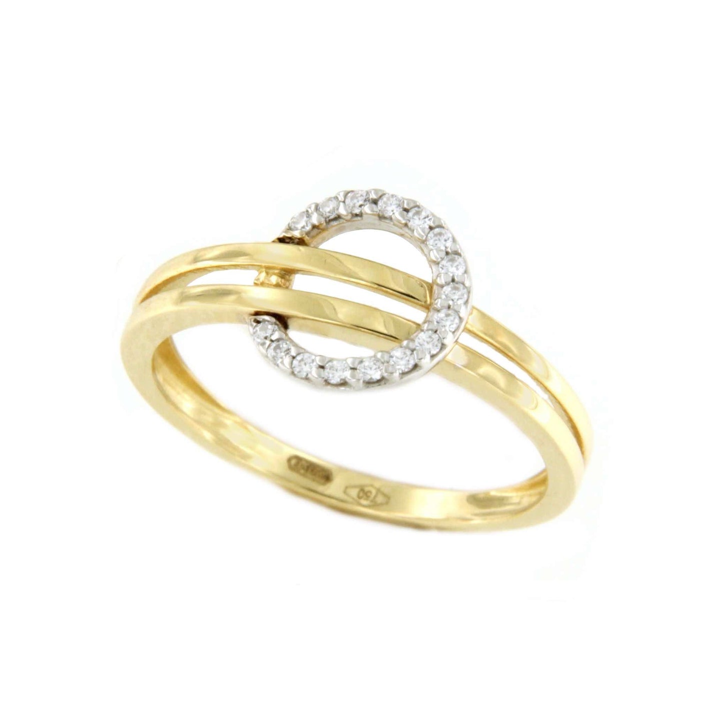 DIBEK anillo en oro amarillo 18 ktes con circonitas rodiado - Roman Joyero